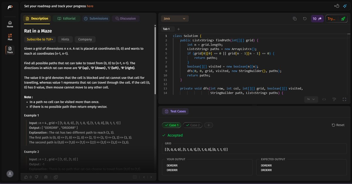 Adiyatakhell's tweet photo. Day 19 #SDESheetChallenge

Solved:
• M Coloring Problem
• Rat in a Maze
• Word Break
Learned:
• Backtracking
• Graph Coloring
• Dynamic Programming
Word Break was today's highlight.
#DSA #DP #Backtracking #Java https://t.co/8gTjWLLAoe