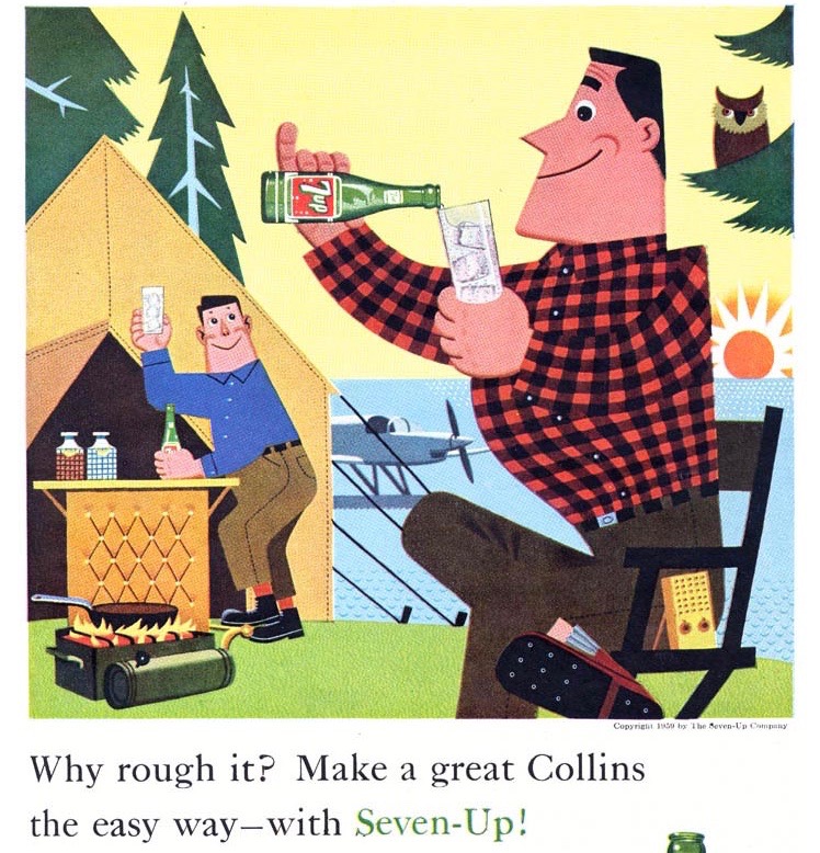 LRonLacy's tweet photo. In #JUNE 1959
🧵👇
‘Why rough it? Make a great Collins the easy way - with Seven-Up!’
Illustration unsigned.
*True - The Man’s Magazine*, June 1959
#illustration #illustrationart #SevenUp #TomCollins #cocktails #camping #vacation https://t.co/7U2wILJsqN