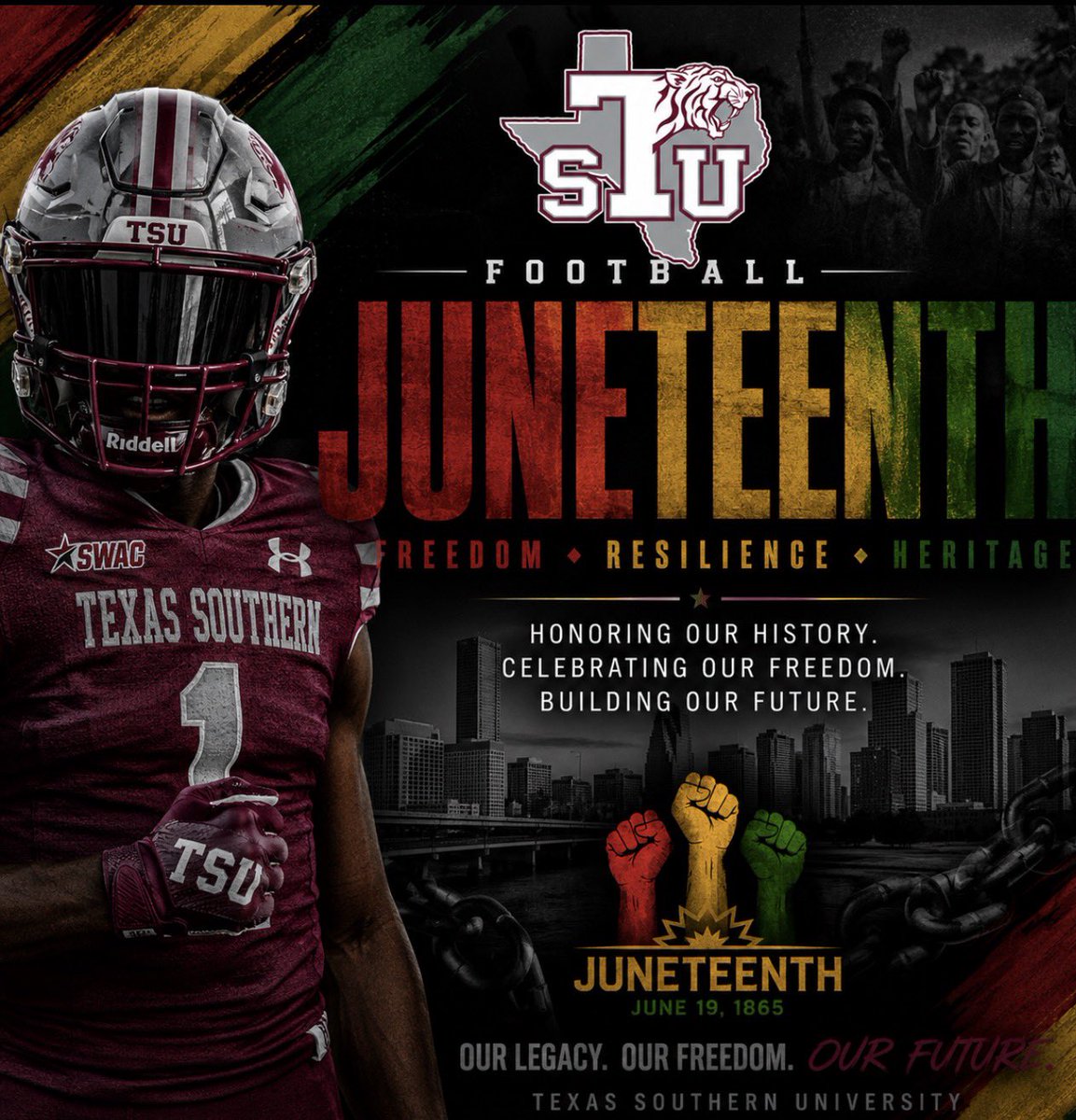 TSUFootball's tweet photo. HAPPY JUNETEENTH ‼️ https://t.co/upZ1wjEM6c
