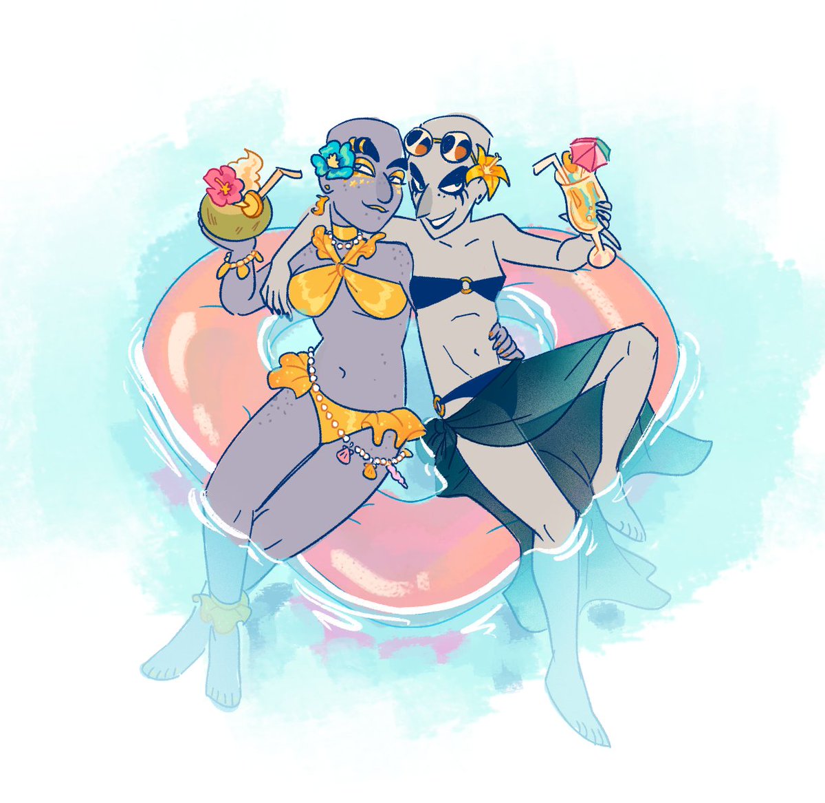 bright_goat's tweet photo. Birthday art for @PUKESEVEN of his MC OCs!! 💙 https://t.co/6g99caSq3U