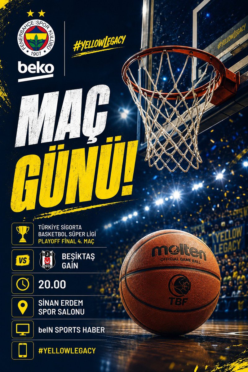 fbderaliaga's tweet photo. Kazanıp şampiyonluğu kutlamak için sahaya çıkacağız. Başarılar @FBBasketbol 💛💙
#FenerbahçeBeko #yellowlegacy https://t.co/wQ1og3dzM8
