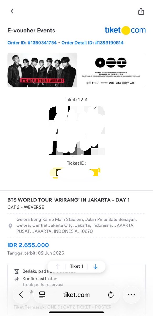 wordlatte1's tweet photo. Wts tiket bts day 1 cat 2 

✅ ready 2 tix
✅ fp only karna konser msh lama 😔
✅ maaf sedikit ovp karna harus bayar jastip
‼️ bukan data pribadi karna pakai jastip
✅ prefer take 2 tix 

💵 3.850.000 / tix https://t.co/bD9VeZBKJS