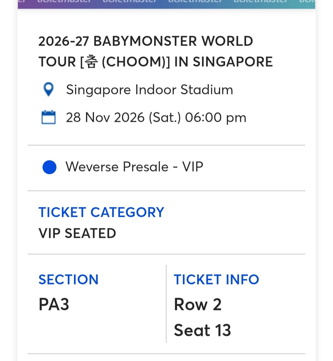 ChongNicklaus's tweet photo. #WTS babymonster in Singapore 28-11-26 🎫🎫

Will transfer the ticket to your account upon payment 

#babymonster #BABYMONS7ER https://t.co/RGawGwZmDJ