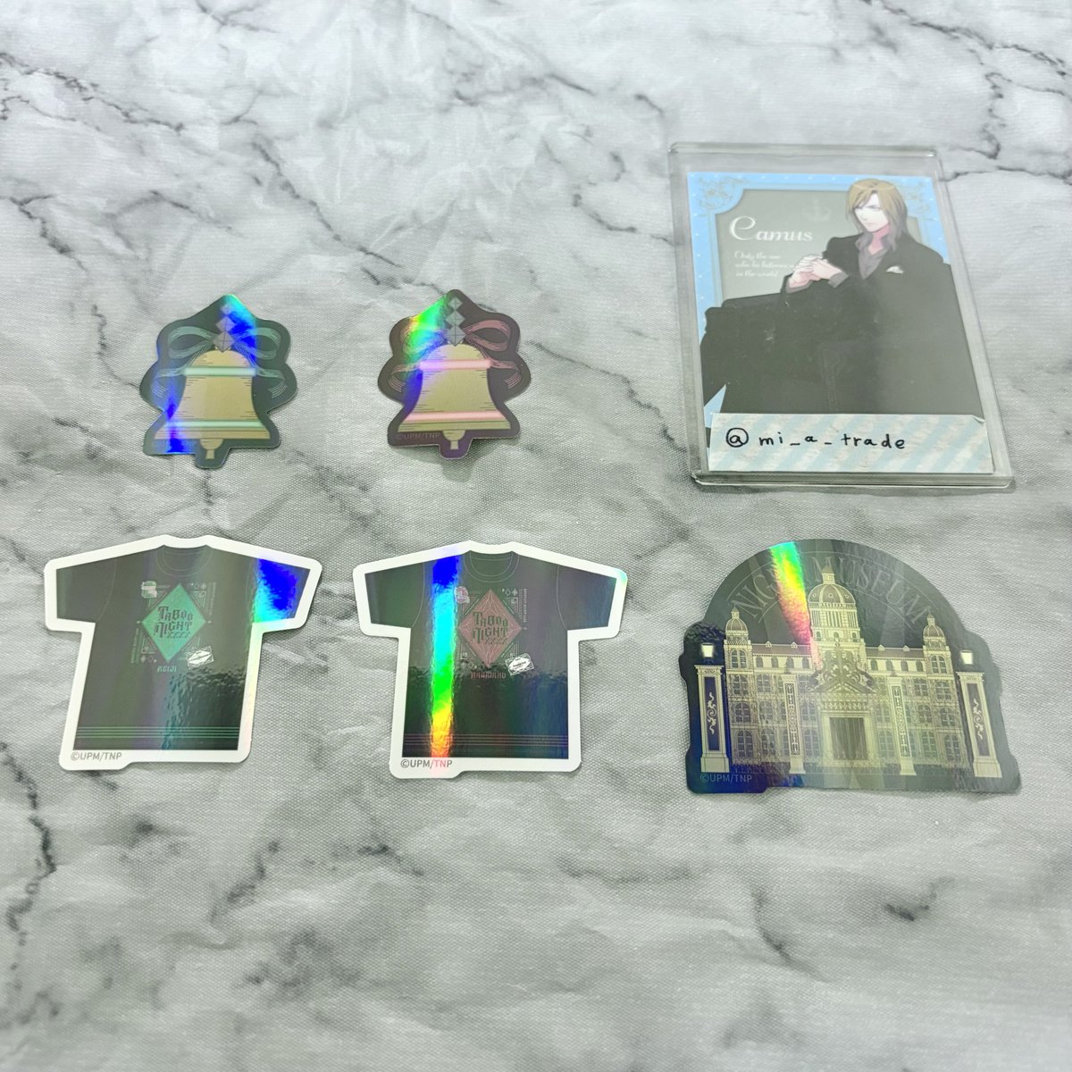 mi_a_trade's tweet photo. うたプリ　カルライ　交換　物販　ラバーバンド　ステッカー

譲：画像1、2枚目

求：
ラバーバンド…事前通販カミュ2種、千葉カミュ)
ステッカー…4枚目参照

郵便or大阪(主に大阪市内)で手渡しでの交換希望

検索からもお気軽にお声がけ下さい https://t.co/pK9tblx46U