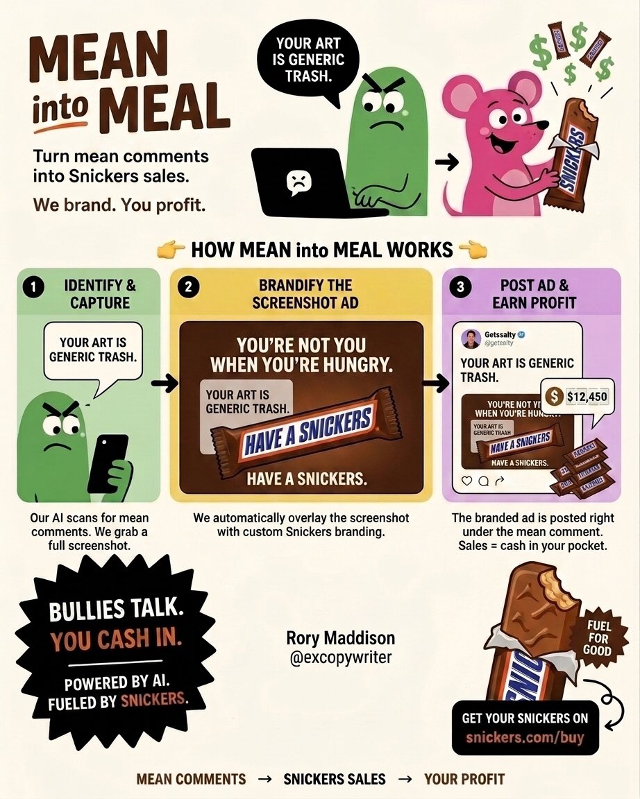 DIYAdman's tweet photo. My idea for @OneMinuteBriefs x @SNICKERS to help combat online bullies - turn their mean comments into something far more offensive: #ads https://t.co/SxAkx1bPIh