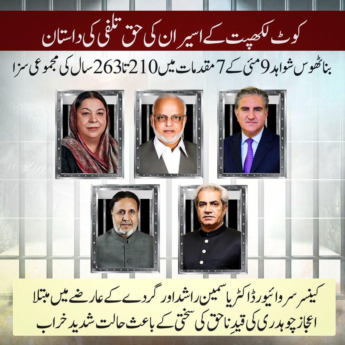 PTIofficial's tweet photo. کوٹ لکھپت کے بے گناہ اور محبِ وطن اسیران کی حق تلفی کی داستان۔۔۔!!

#UndeclaredMartialLaw https://t.co/3y0WFxHsu9