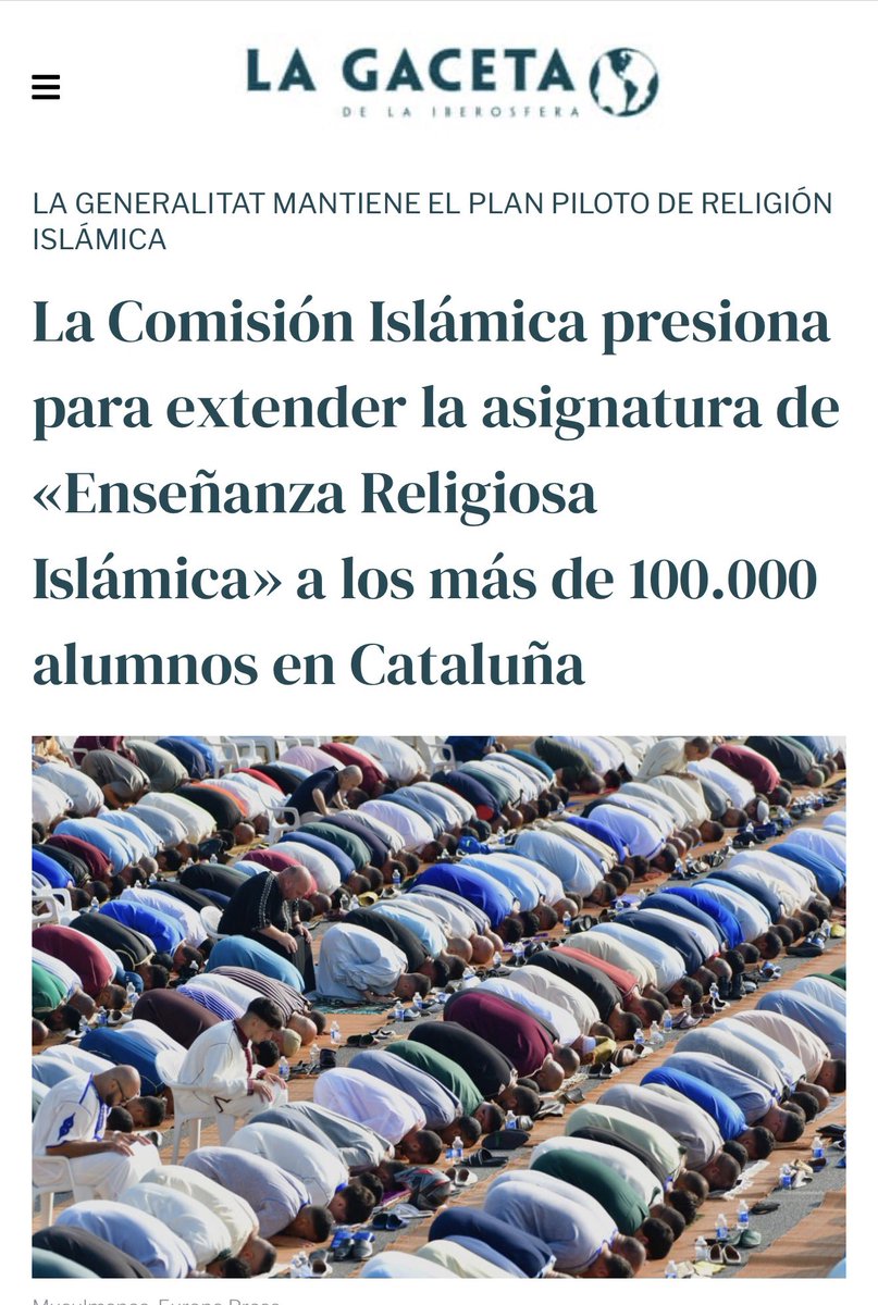 Igarrigavaz's tweet photo. Quien quiera enseñanza islámica que se vaya a Marruecos, Argelia o a cualquier país de tradición islámica.

Es urgente disminuir ese “volumen poblacional” que no se quiere adaptar con remigraciones. https://t.co/ggYSTQI9j0