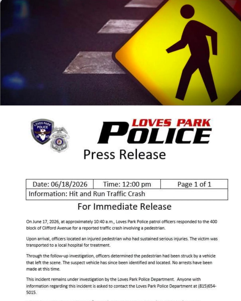 HoldingOntoHope's tweet photo. A relative is fighting for her life after being struck by a vehicle in Loves Park. We are asking for prayers for her healing and for anyone with information to come forward.
If you know anything, contact Loves Park PD at (815) 654-5015.
Please share. Someone knows something. 🙏 https://t.co/Hv51diOB0V