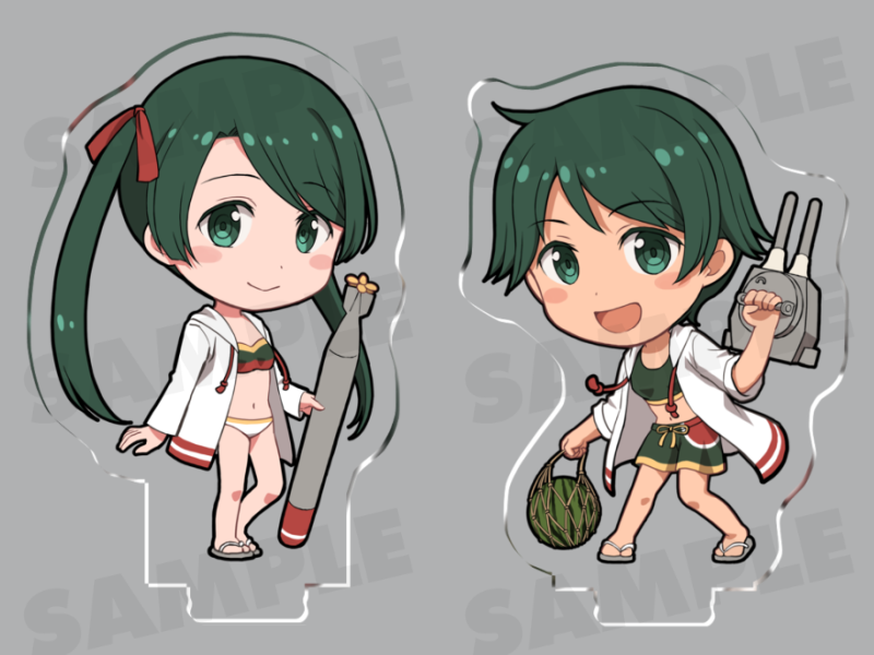 三隈(艦これ) ,最上(艦隊これくしょん) 「フリートドック改合わせの水着もがみくまアクリルフィギュア、入稿しました! 新刊は」|ナオ@4/23西海ノ暁60呉のイラスト