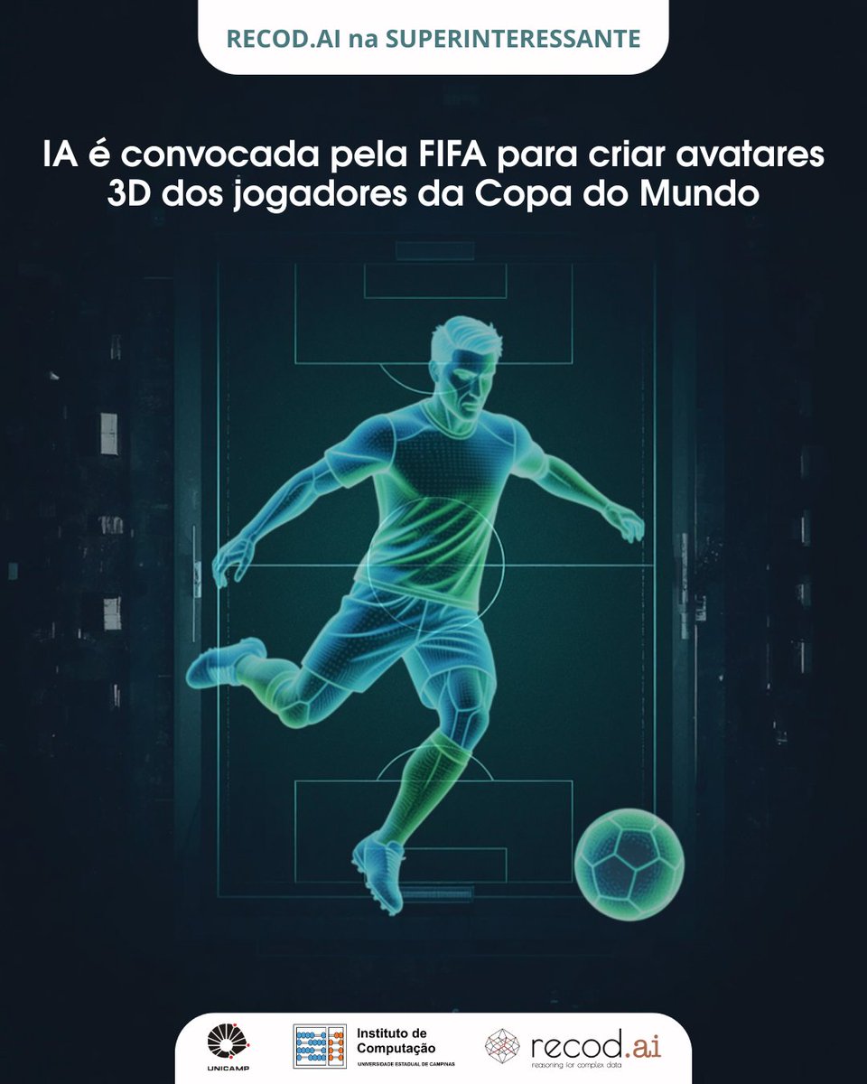 recod_ai's tweet photo. ⚽️AI IN THE CREATION OF 3D AVATARS AT THE WORLD CUP IS THE TOPIC IN SUPERINTERESSANTE MAGAZINE

Gabriel Bertocco explains how the data is collected before the match and how the three-dimensional representations are created in the game.

👉https://t.co/qVnQBLpTbF

#Fifa #AI https://t.co/gTcNgrgp5X