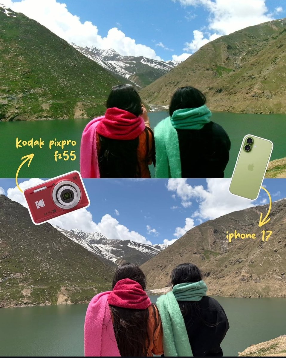 Cartidise's tweet photo. $300 Kodak camera vs. iPhone 17

The iPhone just sucks the soul out of the photos https://t.co/dapc07X2U4