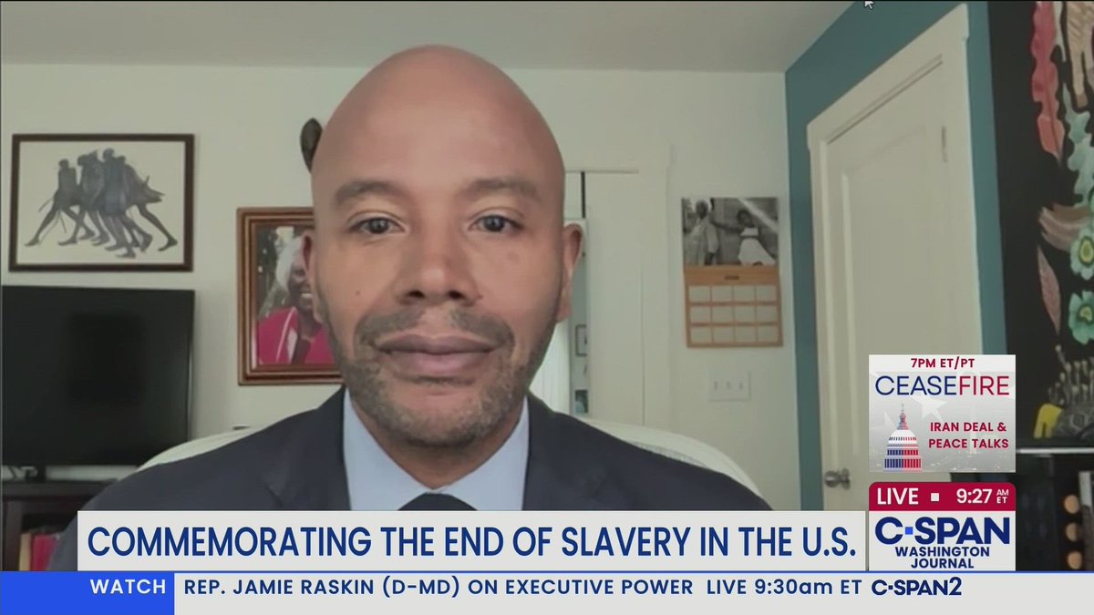 cspanwj's tweet photo. University of Texas Austin's (@csrdut) @PenielJoseph
discusses the history and significance of Juneteenth.

LIVE now: https://t.co/zF2FmxcMjS https://t.co/6Rr6liif6p