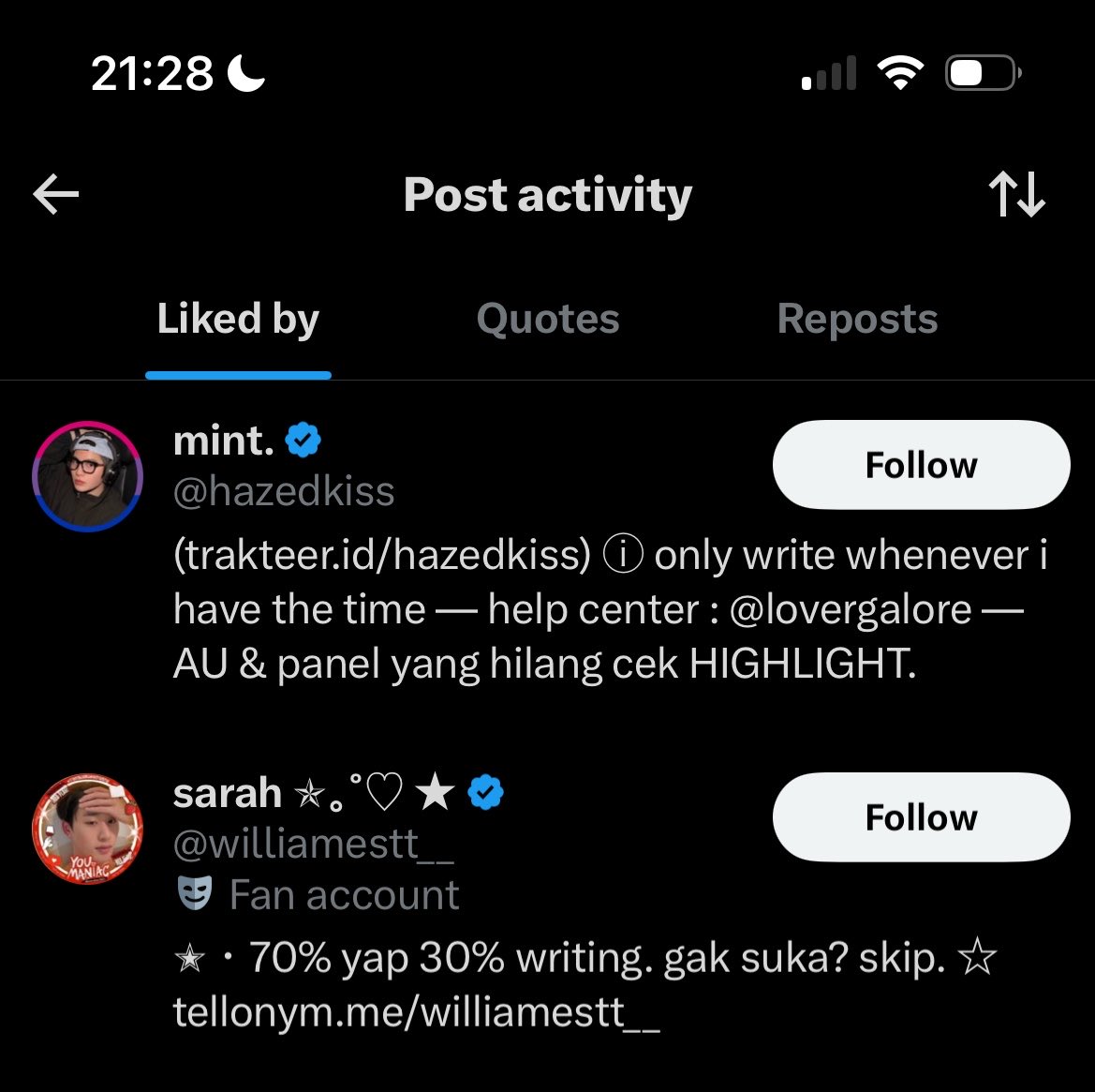 theeaalia's tweet photo. KALIAN BERDUA INSPIRASI AKU I LITERALLY FOLLOW YOU GUYS BOTH ON MY SIDE AND READING ACC WTHH MALU BANGET DILIKE AAA SALTING https://t.co/2jFFz4uPU6