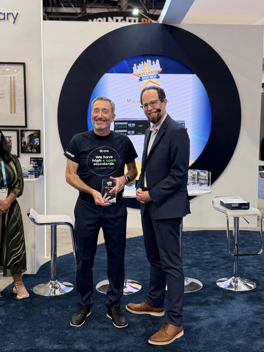 MatroxVideo's tweet photo. Three awards. One paradigm shift.

🏆 AVTechnology Best of Show 
🏆 SCN Installation Product Award 
🏆 Commercial Integrator BEST Award

The Matrox Maevex MGX Series means no more quality, latency, and bandwidth tradeoffs. 

Now that’s worth celebrating. https://t.co/Vl9FkVq0kX