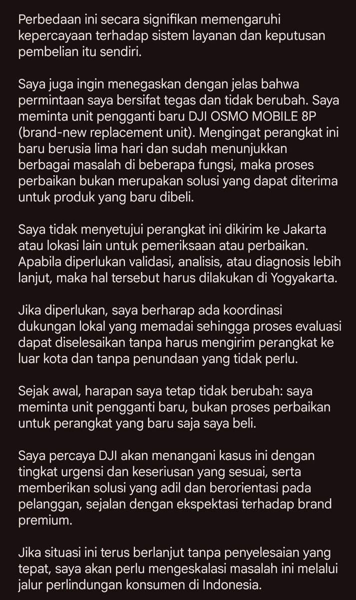 GPrime2802's tweet photo. @DJISupport @TAM_Erajaya @ErafoneStore dan saya meminta penyelesaian yang adil berupa penggantian unit baru. https://t.co/nwhBFyBMZS
