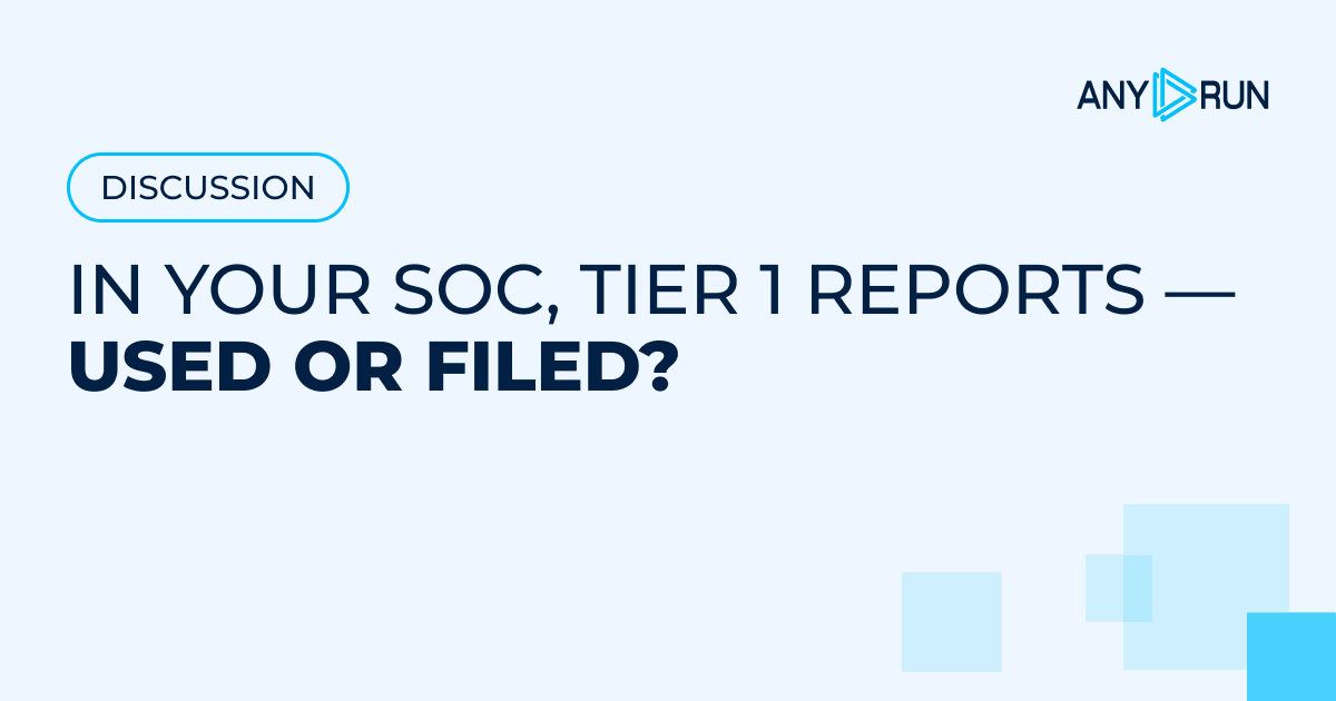 anyrun_app's tweet photo. ❓ How often do your SOC reports drive action? We believe that a report should guide the next decision ⚡️
    
Our SOC-ready Tier 1 reports, generated automatically after every sandbox analysis, are structured for triage, escalation, and leadership reporting.

Curious how it works in your team. Share your perspective in the comments 💬

👨‍💻 See how SOC teams provide a decision-support layer with standardized Tier 1 reports: https://t.co/oNrboF5GDW