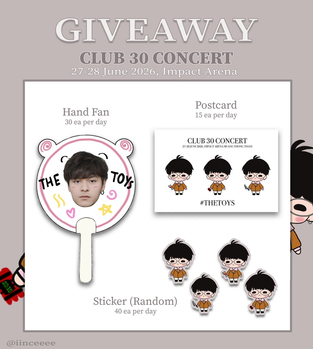 iinceeee's tweet photo. Giveaway for #CLUB30CONCERT 

🗓️ 27-28 June 2026
📍 Impact Arena

ไม่ว่าจะเป็น ดฟ นฟ ควส จฟ พมด ขอแค่เอ็นดูน้อนทอยก็มารับน้องไปเลี้ยงกันได้หมดเลยค้าบบบ มารับน้องกันเยอะๆน้า 💗

#THETOYS https://t.co/lPrMHMQgte
