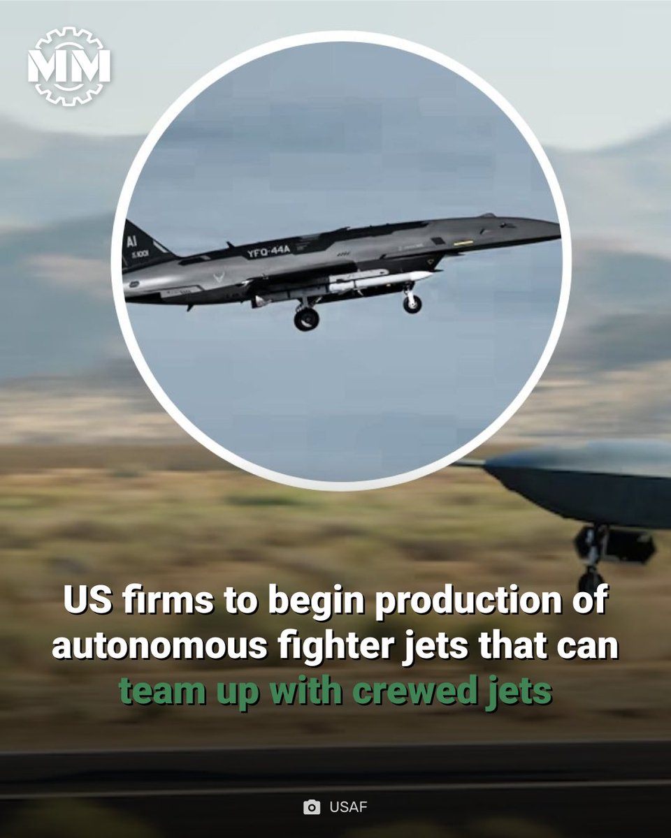 MilitaryMechs's tweet photo. These jets can meet rigorous mission requirements and are ready for full-scale manufacturing.
https://t.co/qbc1l08R61
#CollaborativeCombat #AutonomousFighter #USAF https://t.co/s7w9OEiRUn