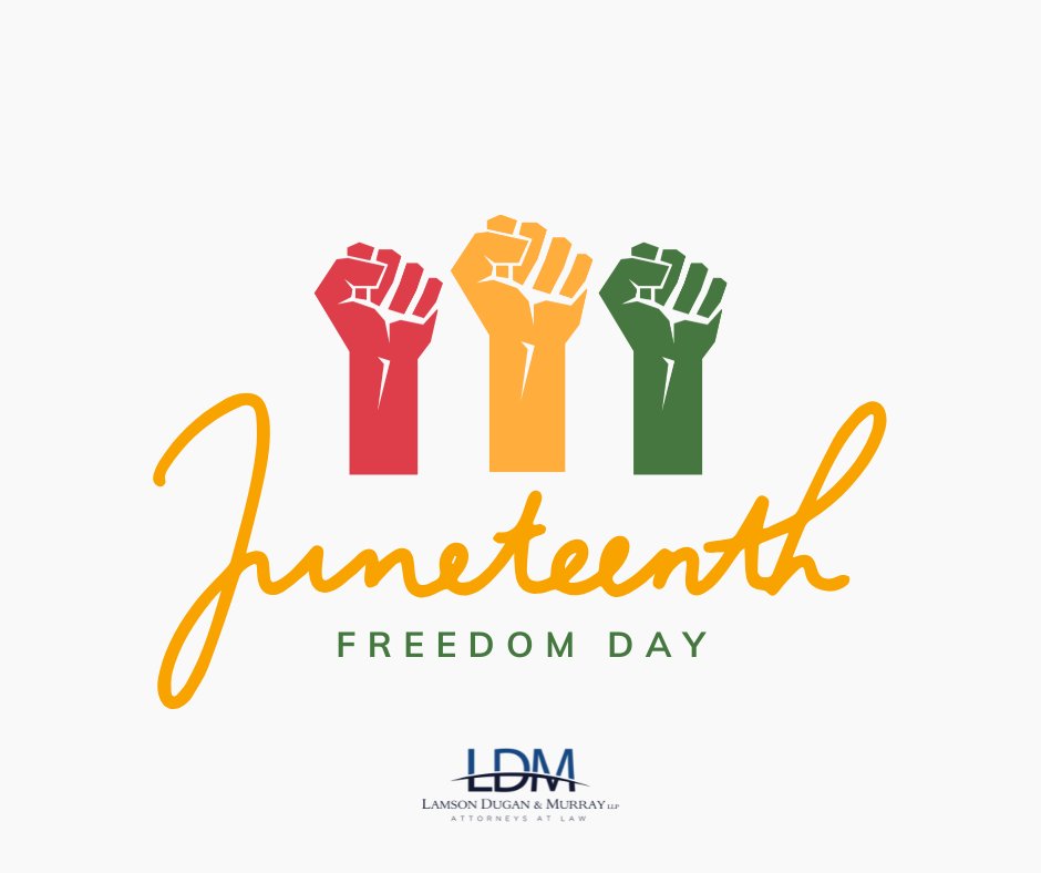 ldmllp's tweet photo. Today, LDM recognizes Juneteenth and reflects on its significance as a reminder of freedom, justice, and the continued responsibility to honor both. https://t.co/67u0AxyrMN