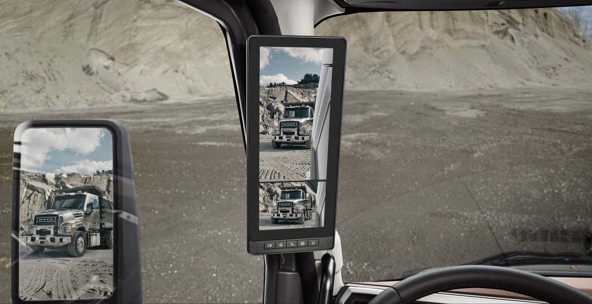 ConstructionEqt's tweet photo. Windshields break. Dump trucks eat rocks. It’s a bad combo. 🤕 @MackTrucks new ImpactShield (with Corning Fusion5 glass) is built to take the hit — and keep trucks working. We also break down Mack's revamped Granite trucks coming out later this year. https://t.co/oPkdzARS3Q https://t.co/oQcqkemtjZ