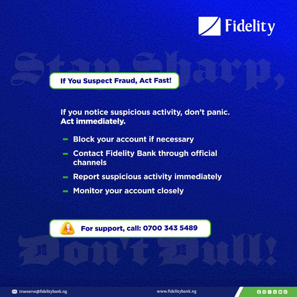 fidelitybankplc's tweet photo. Which of these scams have you encountered before? Share your experience in the comments and help others stay protected.
#CyberSecurityAwareness #DigitalSafety #WeAreFidelity #TheLifestyleBank https://t.co/XMYyx5J1Fd