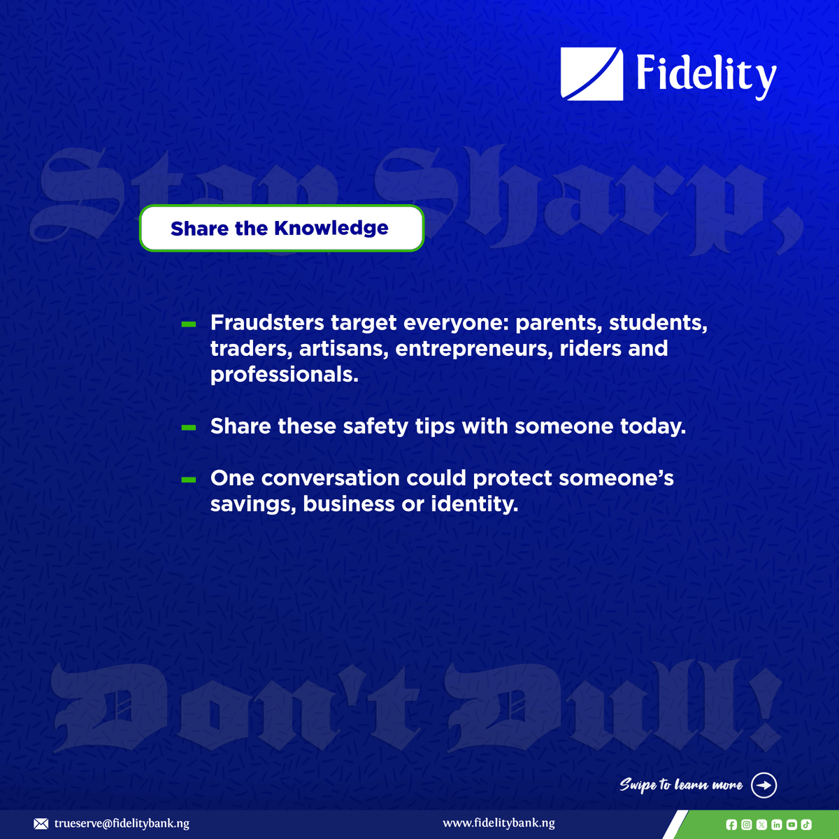 fidelitybankplc's tweet photo. Which of these scams have you encountered before? Share your experience in the comments and help others stay protected.
#CyberSecurityAwareness #DigitalSafety #WeAreFidelity #TheLifestyleBank https://t.co/XMYyx5J1Fd