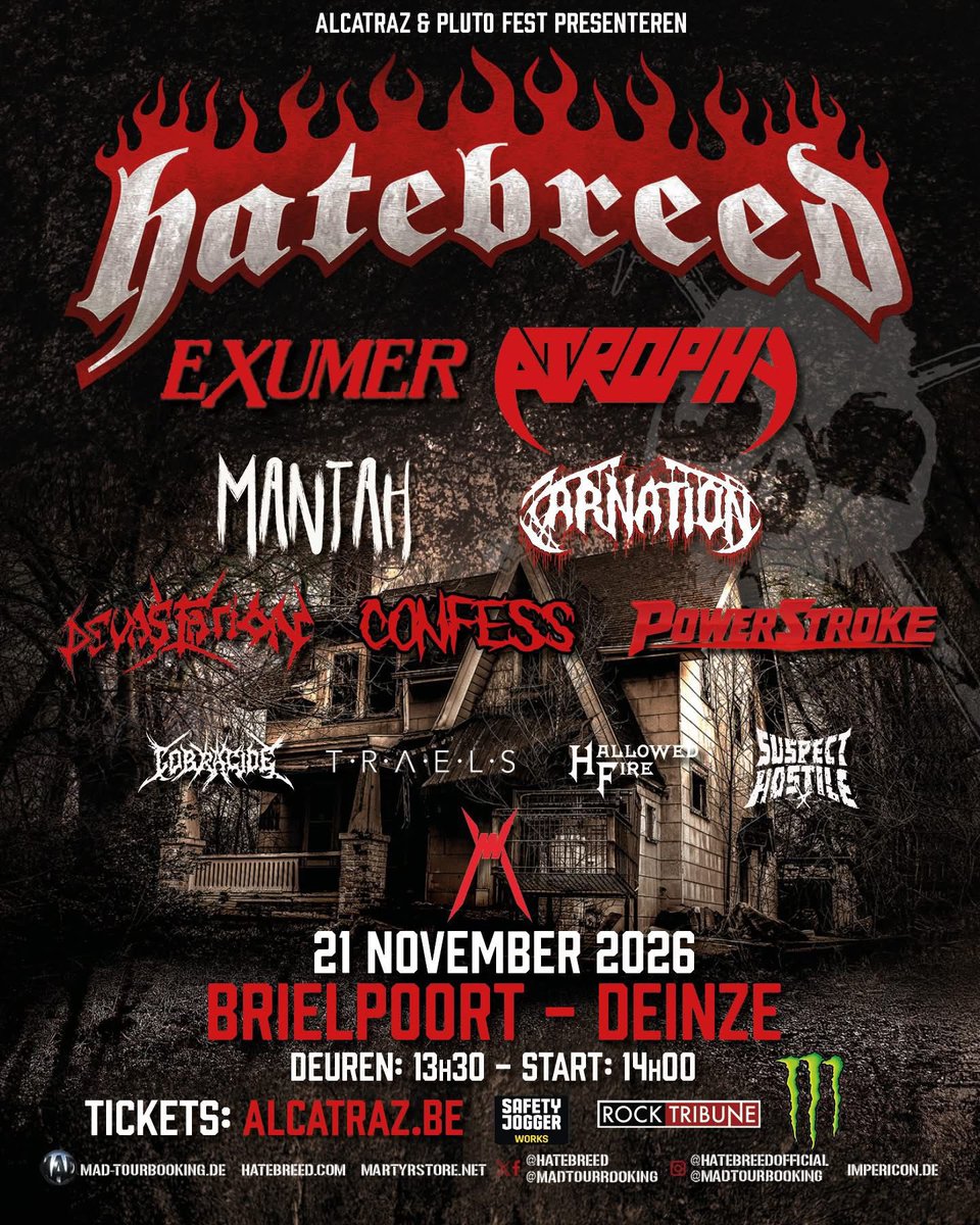 exumerofficial's tweet photo. Belgium, read below! 🇧🇪🔥

This is the updated lineup for our festival appearance when we return to scorch Europe at the end of November.Don’t miss it—we’ll be premiering brand-new tracks from our upcoming album! 

#Exumer #ThrashMetal @MetalBlade https://t.co/6bqLOhGO9q
