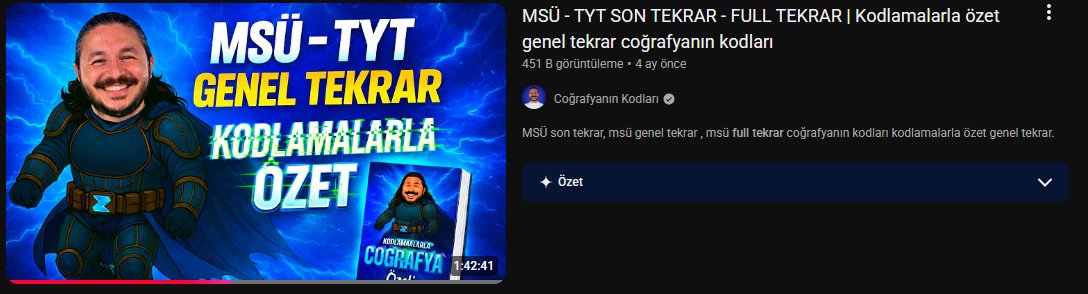 Lyraxx06's tweet photo. selamlar
coğrafyam çok sağlam değil bir akşamda olduğu kadar tekrar etmeye öğrenmeye çalışacağım
hangi video daha iyidir
10 gün önce paylaştığı video sorular üzerinden
4 ay önce paylaştığı msü tyt ise kodlamalar üzerinden anlatıyor
hangisi daha verimlidir yardımcı olur musunuz https://t.co/N4Nz9NoDLq
