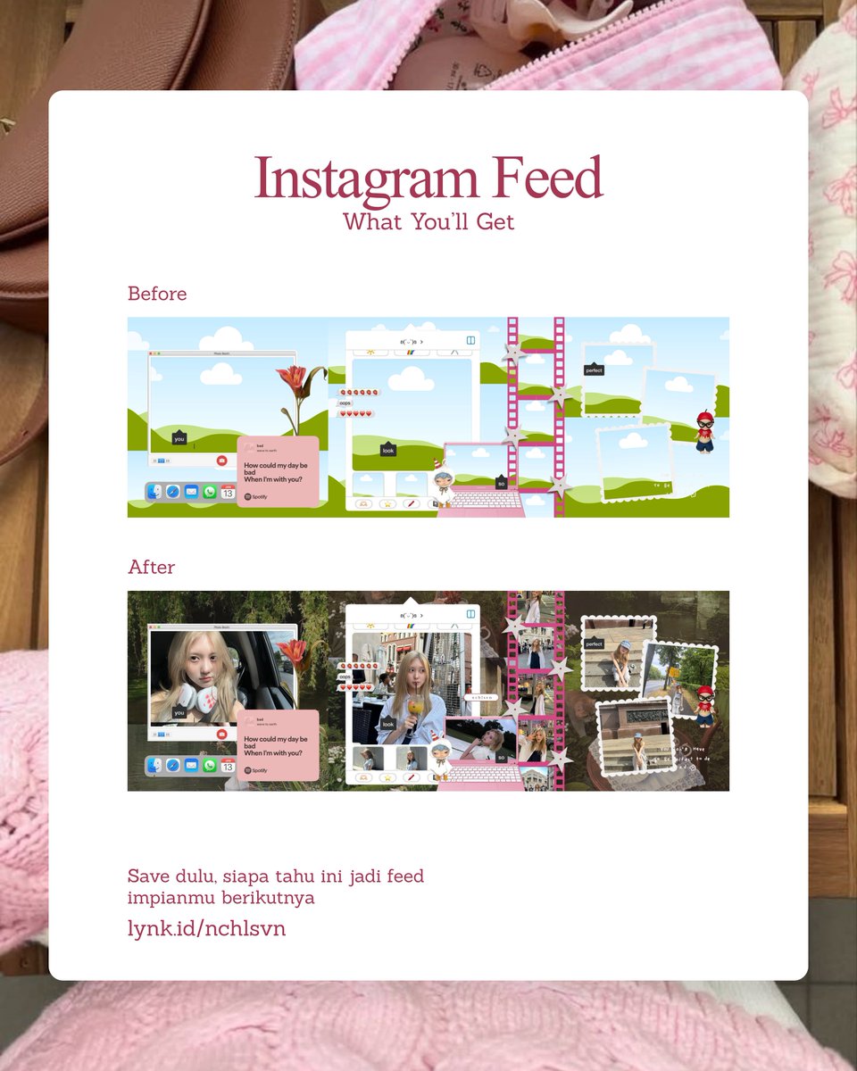 nchlsvn's tweet photo. ✨ mau feed yang on point?

Template Post Carousel 3 slide @nchlsvn jawabannya 🎀
fully editable, drag &amp; drop, ready to use
tinggal custom, langsung upload, selesai

Yuk intip koleksinya di https://t.co/g2ojw9tZ3n 💖

#TemplateScrapbook #AestheticTemplate #Zonajajan #Zonauang https://t.co/RqvOxLPl0j
