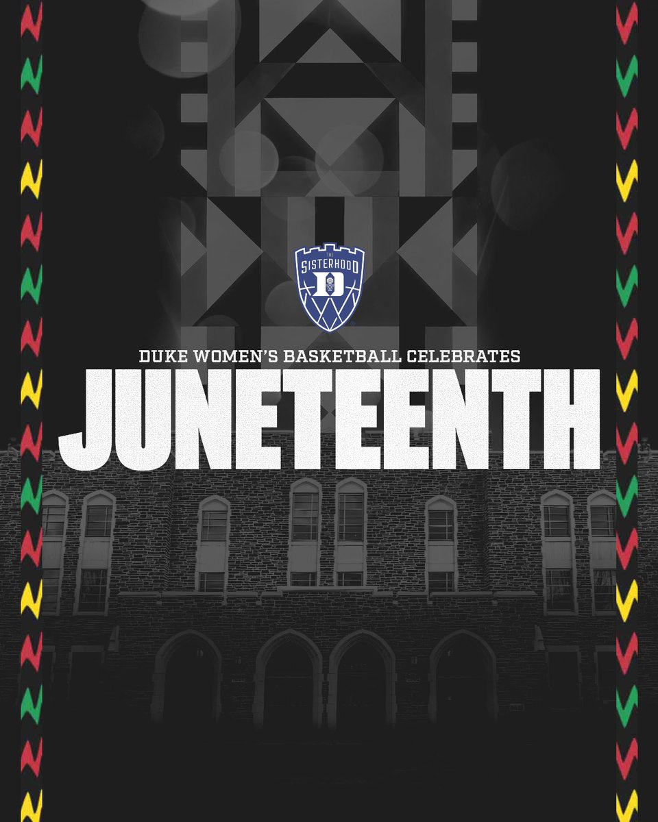 DukeWBB's tweet photo. Honoring the past. Celebrating the present. Inspiring the future. 

Today and every day, we celebrate Juneteenth and reflect on the ongoing pursuit of equality and opportunity for all. https://t.co/ESBKFXsFb9