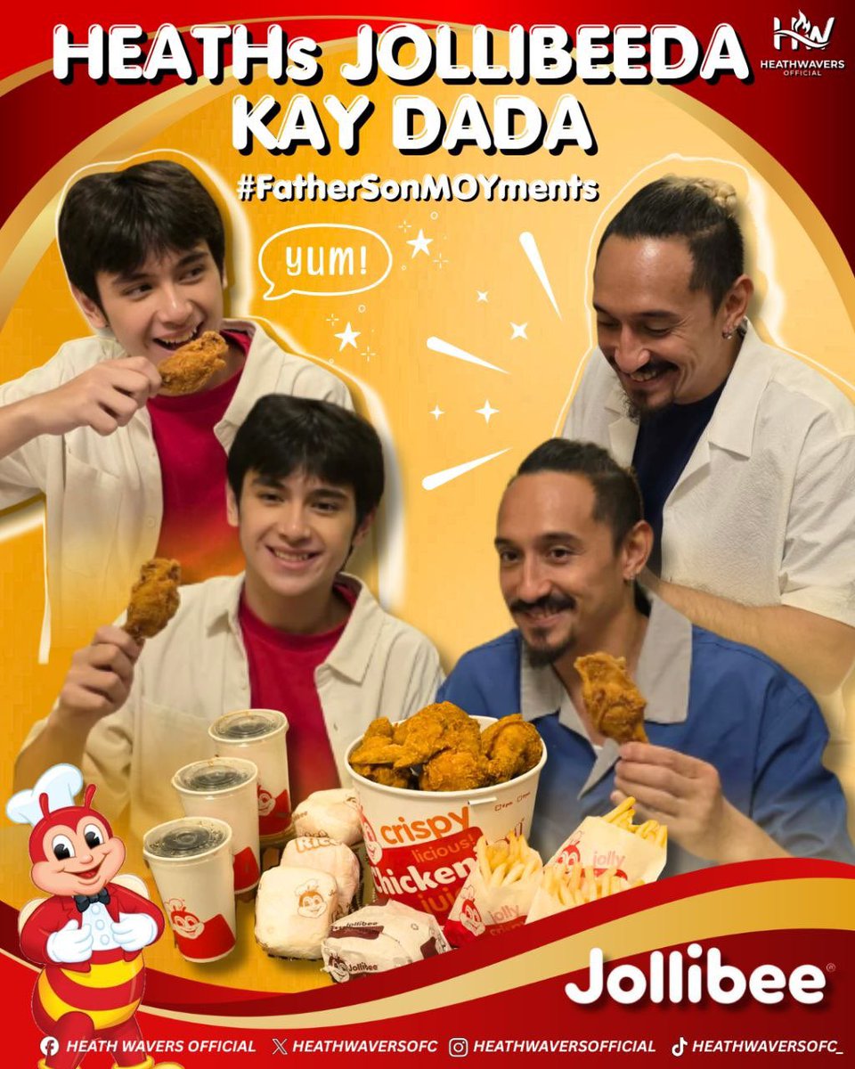 HeathWaversOFC's tweet photo. Join our Trending Party for Heath’s latest jollibee ad! 

Use our official tagline and hashtag

HEATHs JOLLIBEEDA KAY DADA
#FatherSonMOYments https://t.co/MN2fD7iijG