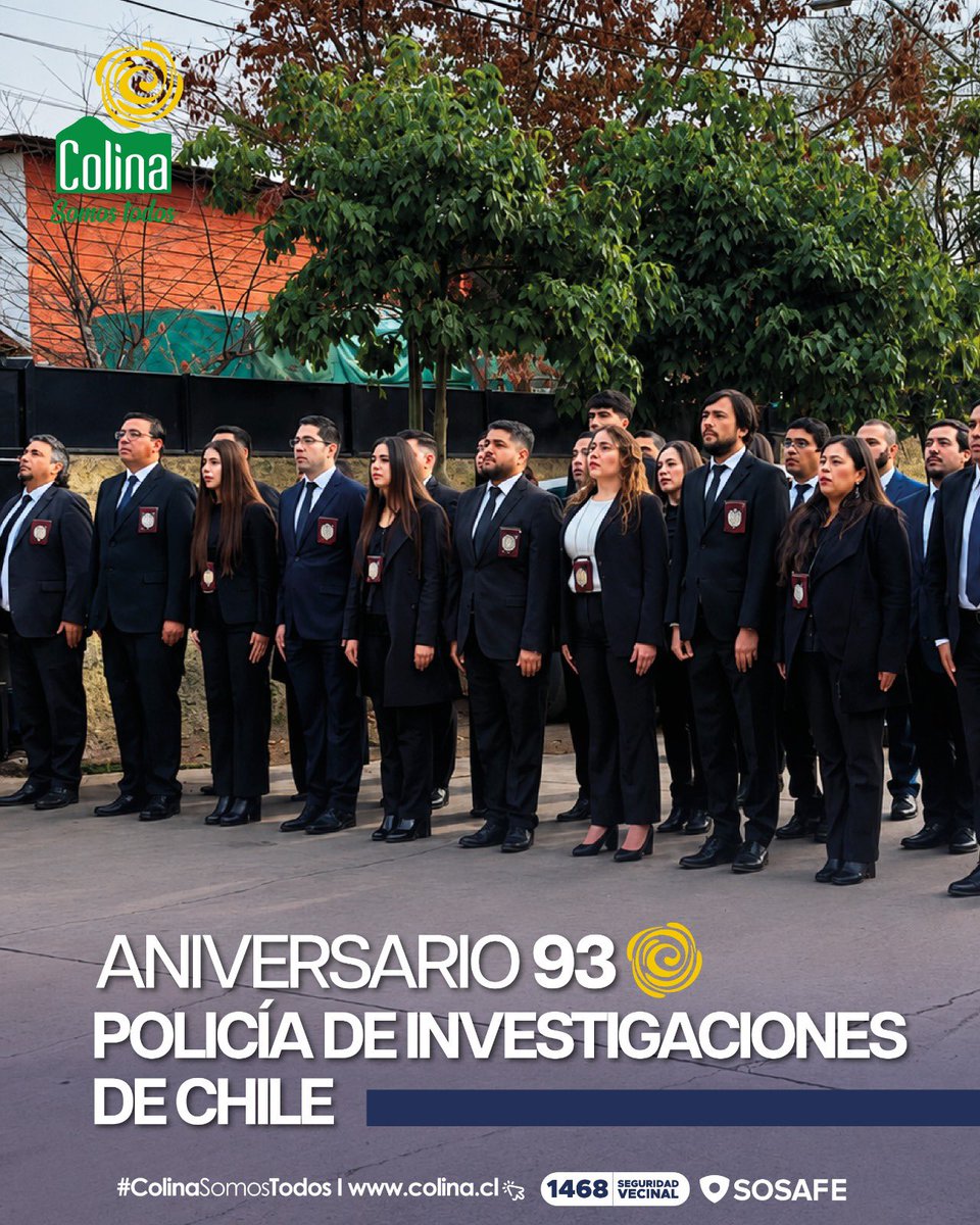imvalenzuela's tweet photo. En sus 93 años de vida institucional, quiero reconocer el compromiso, profesionalismo y vocación de servicio de la @PDI_CHILE 

Su labor es fundamental para la seguridad de nuestras comunidades y para el combate de la delincuencia. En Colina hemos sido testigos del importante trabajo colaborativo que desarrollan junto a nuestros equipos municipales en beneficio de nuestros vecinos.

Mi reconocimiento y gratitud a cada funcionario y funcionaria que día a día trabaja por un Chile más seguro.

¡Feliz aniversario, PDI de Chile! 🇨🇱