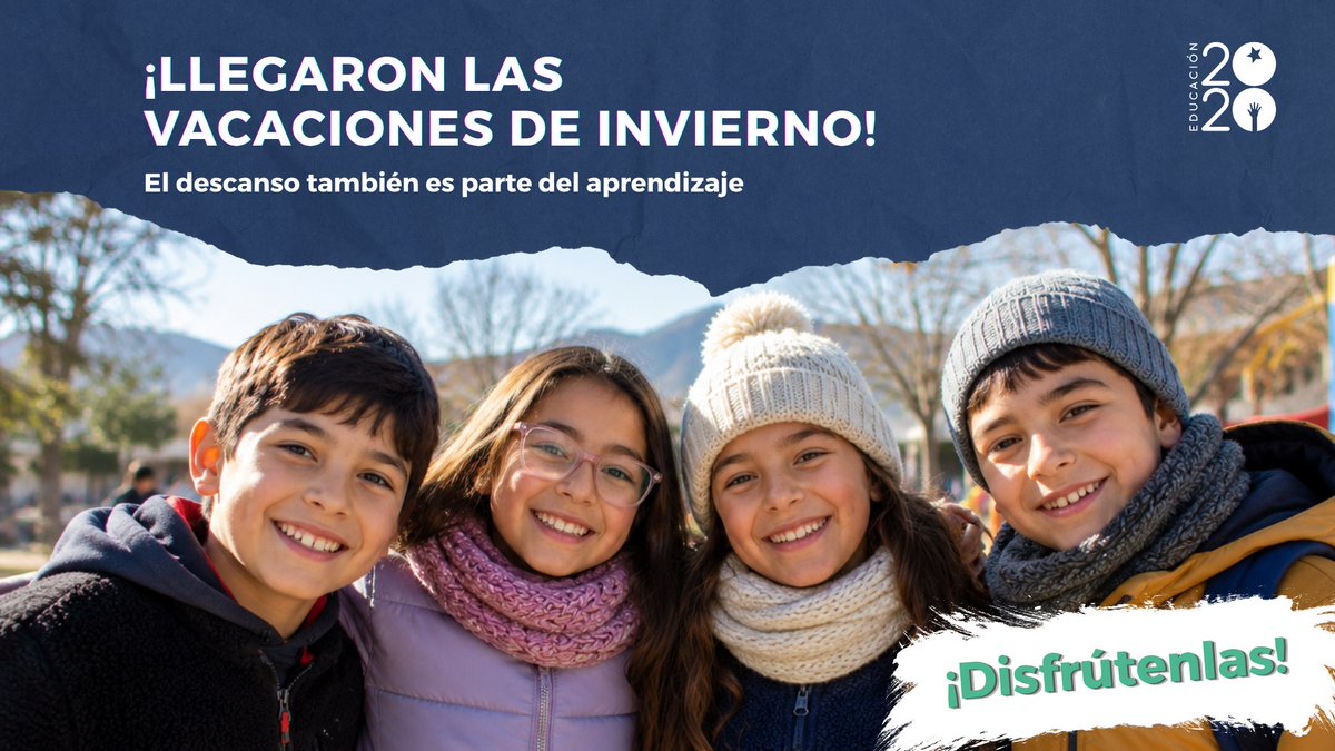Educacion2020's tweet photo. ¡Llegaron las vacaciones de invierno para toda la comunidad educativa! ❄️

Estudiantes, docentes y familias: se lo merecen.
 ¡Que las disfruten!

#Educación2020 #VacacionesDeInvierno https://t.co/TShnaDVmQN