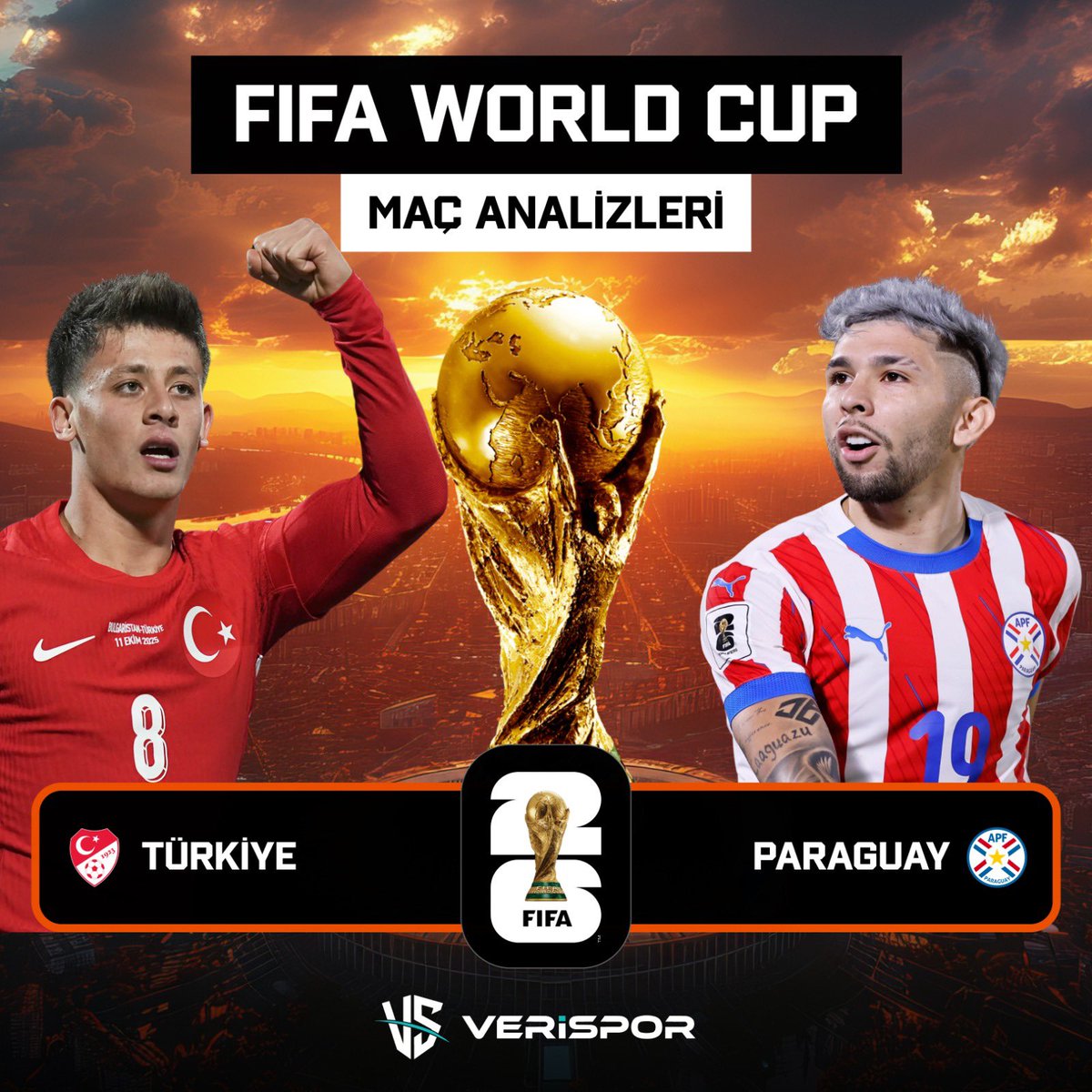 VeriSporAi's tweet photo. 🇹🇷 Türkiye 🆚 🇵🇾 Paraguay

📊 Alt/Üst trendleri, şut verileri, hücum gücü, savunma istatistikleri ve maç başı rakamlarla karşılaşmanın öne çıkan verileri burada. 

Türkiye üretimde, Paraguay verimlilikte dikkat çekiyor.

#Turkiye #Paraguay #WorldCup #Football #Futbol #Stats https://t.co/u5SHRB3jWr