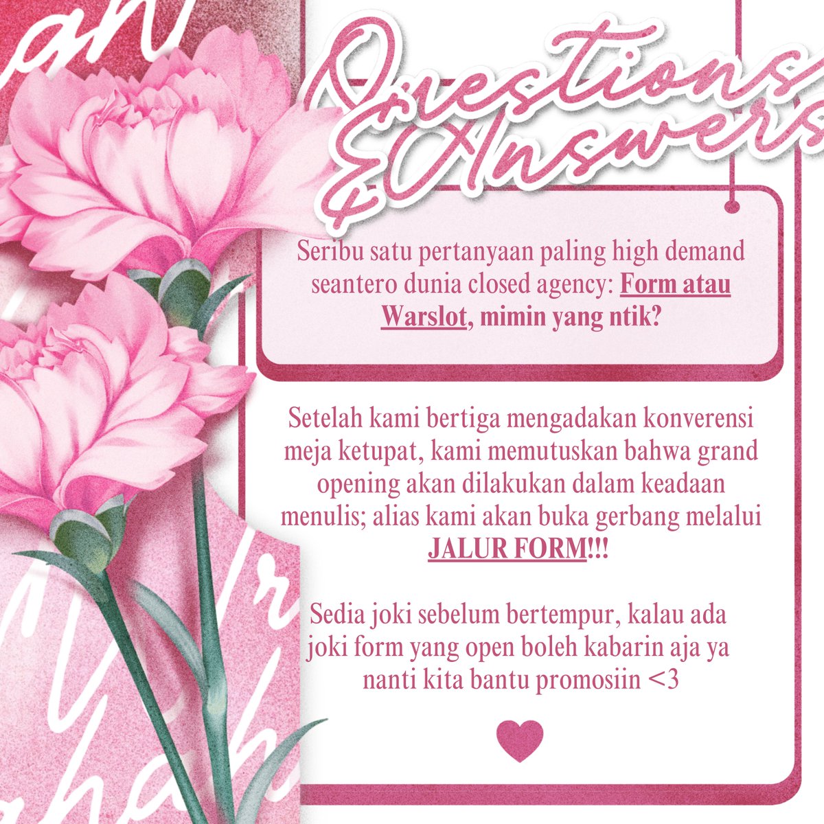 TapedWishes's tweet photo. Menjawab pertanyaan paling HD: Kami akan open jalur form!!! Tenang aja, pertanyaannya gampang dan gak akan keluar dari konsep kok. <3 https://t.co/qFIfumPpdJ