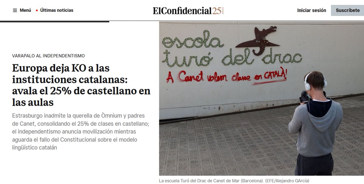 Jordielprat's tweet photo. Nunca pensé que algún día daría las gracias a Òmnium Cultural... pero hoy lo hago. Gracias a ellos, el Tribunal Europeo de Derechos Humanos ha inadmitido  a trámite su caso por el 25% de castellano en la escuela. Y con ello, toda Europa ha visto de nuevo lo que pasa en Cataluña: un nacionalismo educativo que politiza la escuela y excluye a los niños por hablar castellano.

Gracias,@omnium  , por demostrar que cuando se lleva al extremo la defensa del catalán, el resultado es un bofetón internacional. Por convertir un derecho lingüístico en un caso que el TEDH ni quiso estudiar. Por hacer sentir a las familias que su hijo puede quedar excluido por su lengua. Por dejar claro que el modelo educativo catalán es discriminatorio y que la inmersión lingüística es un instrumento del nacionalismo que excluye al castellano y niega el bilingüismo que las familias exigen.
Por todo ello, Gracias.