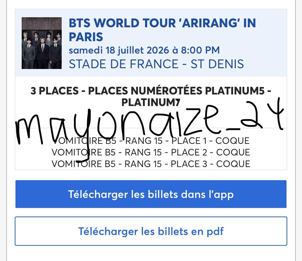 taebooty_30's tweet photo. SELLING BTS TIX FOR JULY 18 IN PARIS PM IF INTERESTED https://t.co/KJgCmICqT6