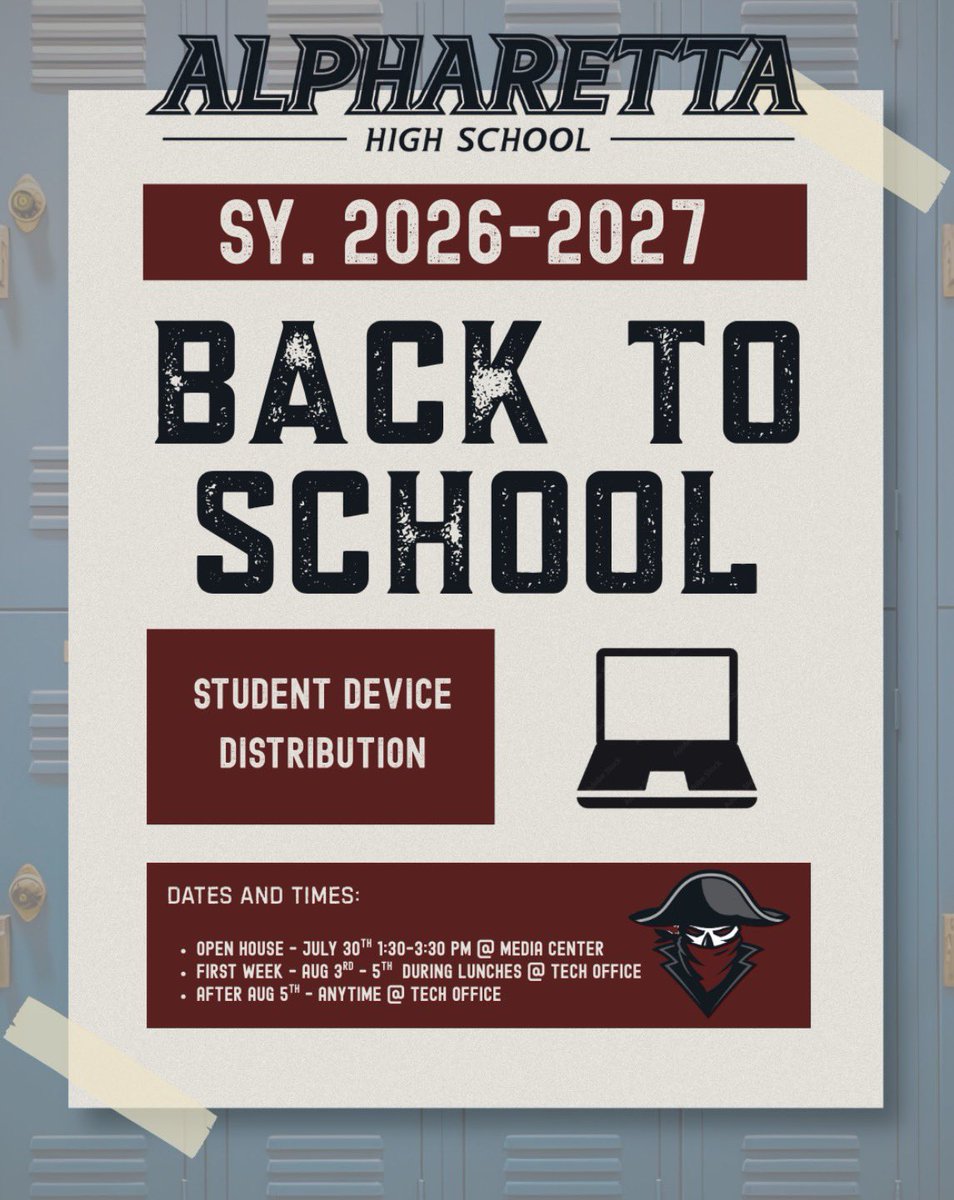 Scheifflee_AHS's tweet photo. Gooooood Morning Raiders! It’s Friday, June 19!

The AHS Back-to-School HUB launches July 6. Check your mailbox the week of June 29 for your Back-to-School postcard with a direct QR code link.

Everything you need for a great start is just a scan away! @alpharettahs1 https://t.co/gPv7tsGpCA