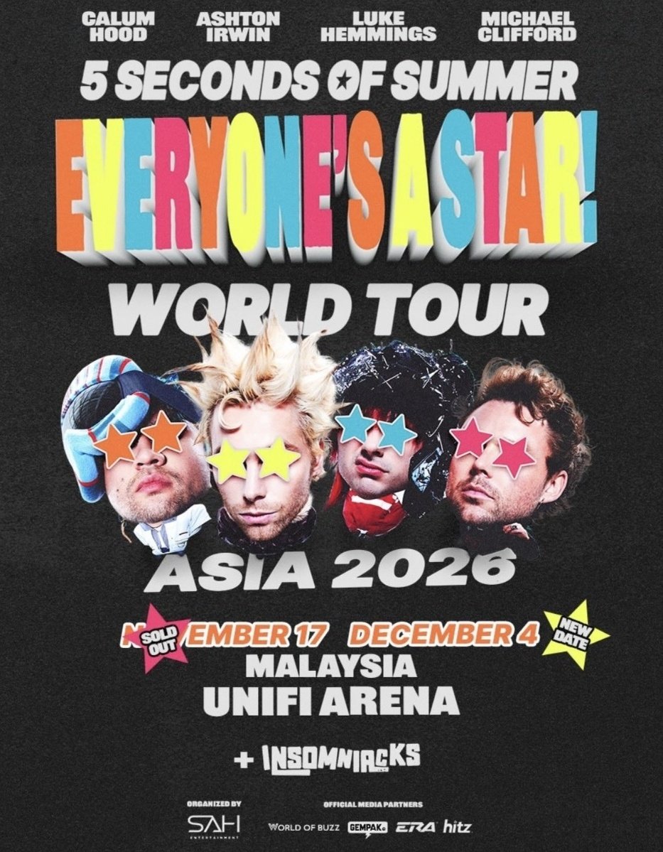 CALMDAlLY's tweet photo. MALAYSIA!! Your opener has been revealed!! INSOMNIACKS will be joining @5SOS for their shows in Kuala Lumpur on November 17 (sold-out) and December 4!! You can get tickets for the added show starting with Presale on June 22nd, or General Sale on June 23rd, using the link below!!

https://t.co/hHNfeWYRwa

#EveryonesAStarWorldTour