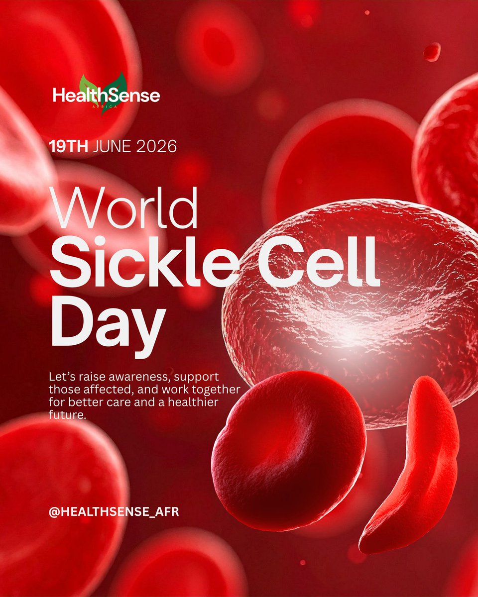 HealthSense_Afr's tweet photo. This #WorldSickleCellDay, HealthSense Africa stands with the millions of individuals and families navigating sickle cell disease across our continent. Beyond managing crises, we must break down stigma, increase access to routine management, and prioritize genetic awareness. 🔥 https://t.co/GNGYjM6raU
