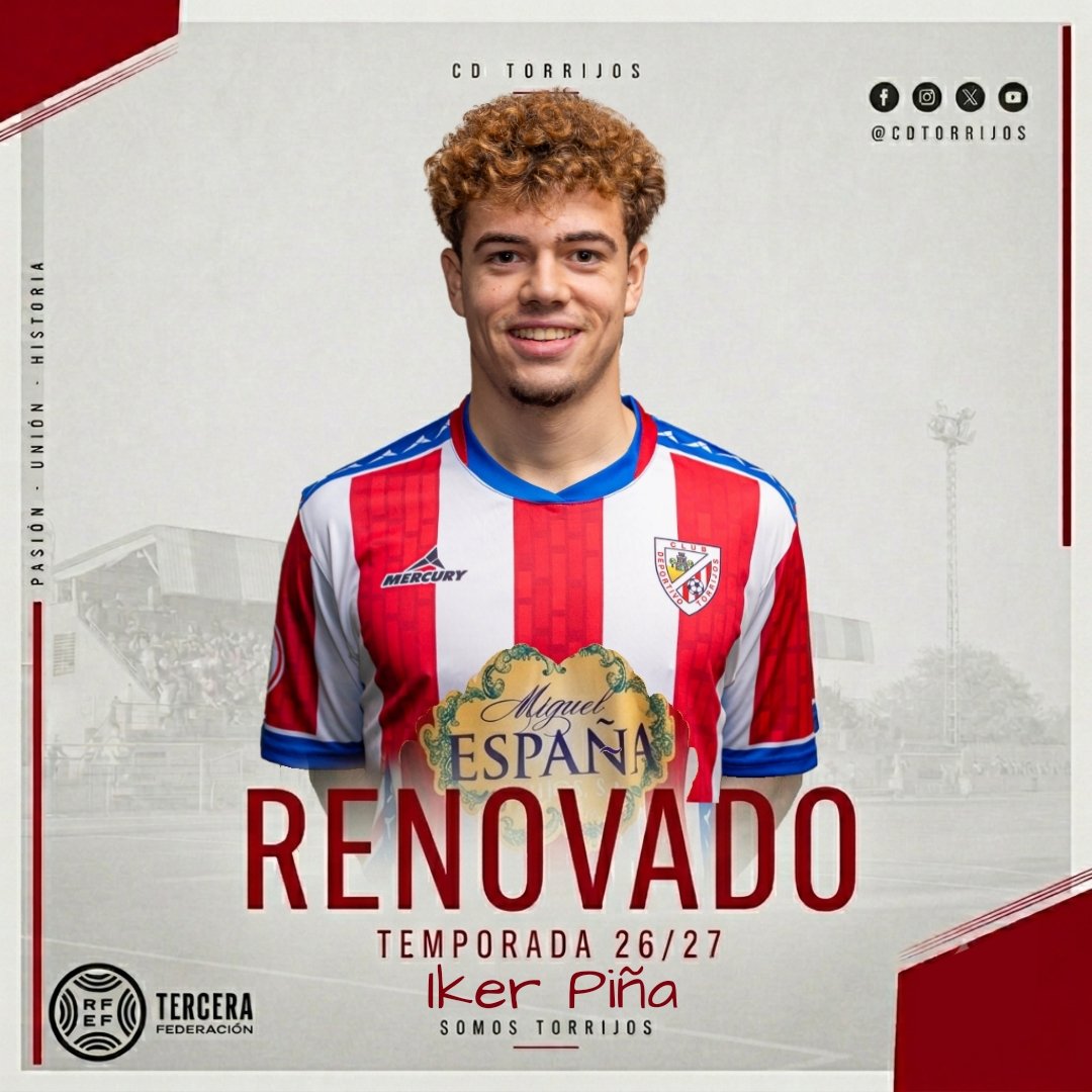 cdtorrijos_ofcl's tweet photo. 🔴⚪ RENOVADO | IKER PIÑA

Calidad, personalidad y compromiso. Pese a su juventud, Iker  se ganó la confianza del mister  con su gran temporada y seguirá defendiendo nuestros colores en Tercera RFEF.

Presente y mucho futuro para un centrocampista que seguirá creciendo. https://t.co/flju3eYlZw