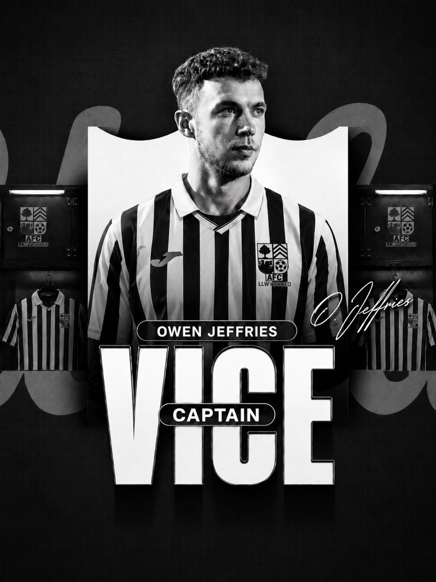 afc_llwydcoed's tweet photo. Every captain needs a right-hand man.
Committed.
Respected.
Reliable.
Proud to announce our Captain and Vice Captain for the 2026/27 season.
CIAN CABLE
OWEN JEFFRIES.
⚫️⚪️🤝
#Captain #ViceCaptain #AFCLlwydcoed #UppaCoed https://t.co/CDIg7ra1gb