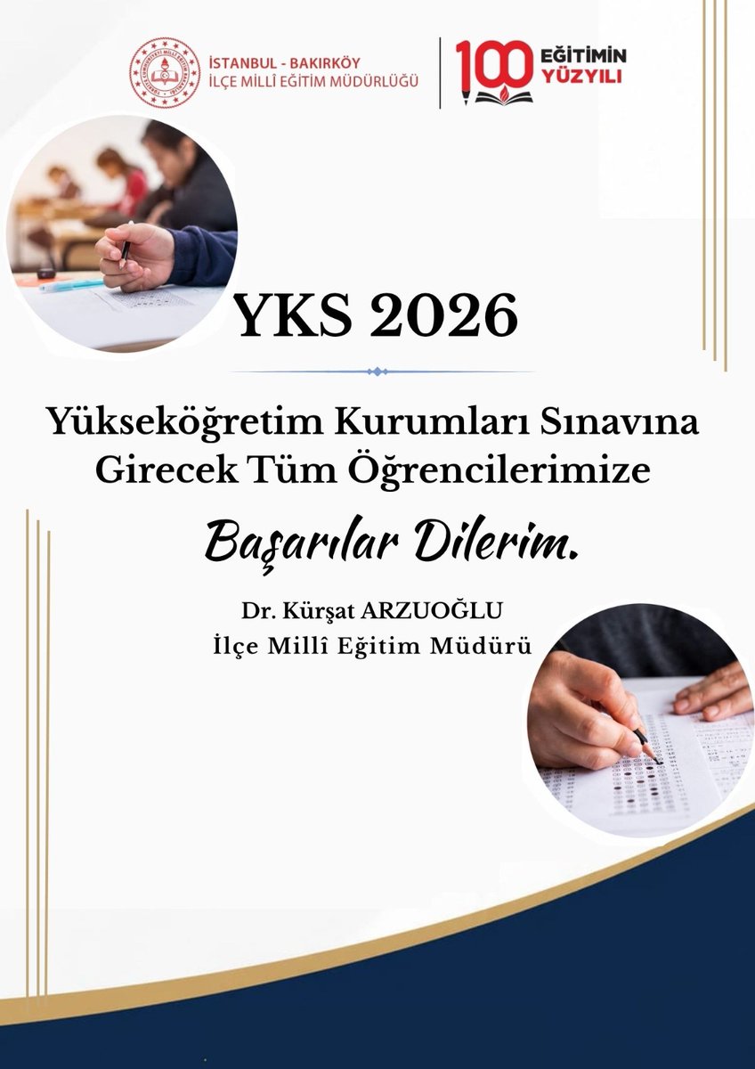 BakirkoyMEM's tweet photo. Yükseköğretim Kurumları Sınavı'na girecek tüm öğrencilerimize başarılar dileriz. @tcmeb @Yusuf__Tekin @istanbulilmem @MucahitYentur @karzuoglu https://t.co/8eCtfM0tIx