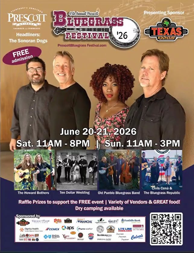 PureWafer's tweet photo. Pure Wafer is a proud sponsor of the 45th Annual Bluegrass Festival in Prescott June 20-21, 2026. Join us this weekend under the shady elms on the Yavapai County Courthouse Plaza (120 S. Cortez St. Prescott, AZ 86303) and enjoy a music-filled weekend with free admission!

Click this link for a detailed schedule of music performances: https://t.co/kTRv2cEUic.