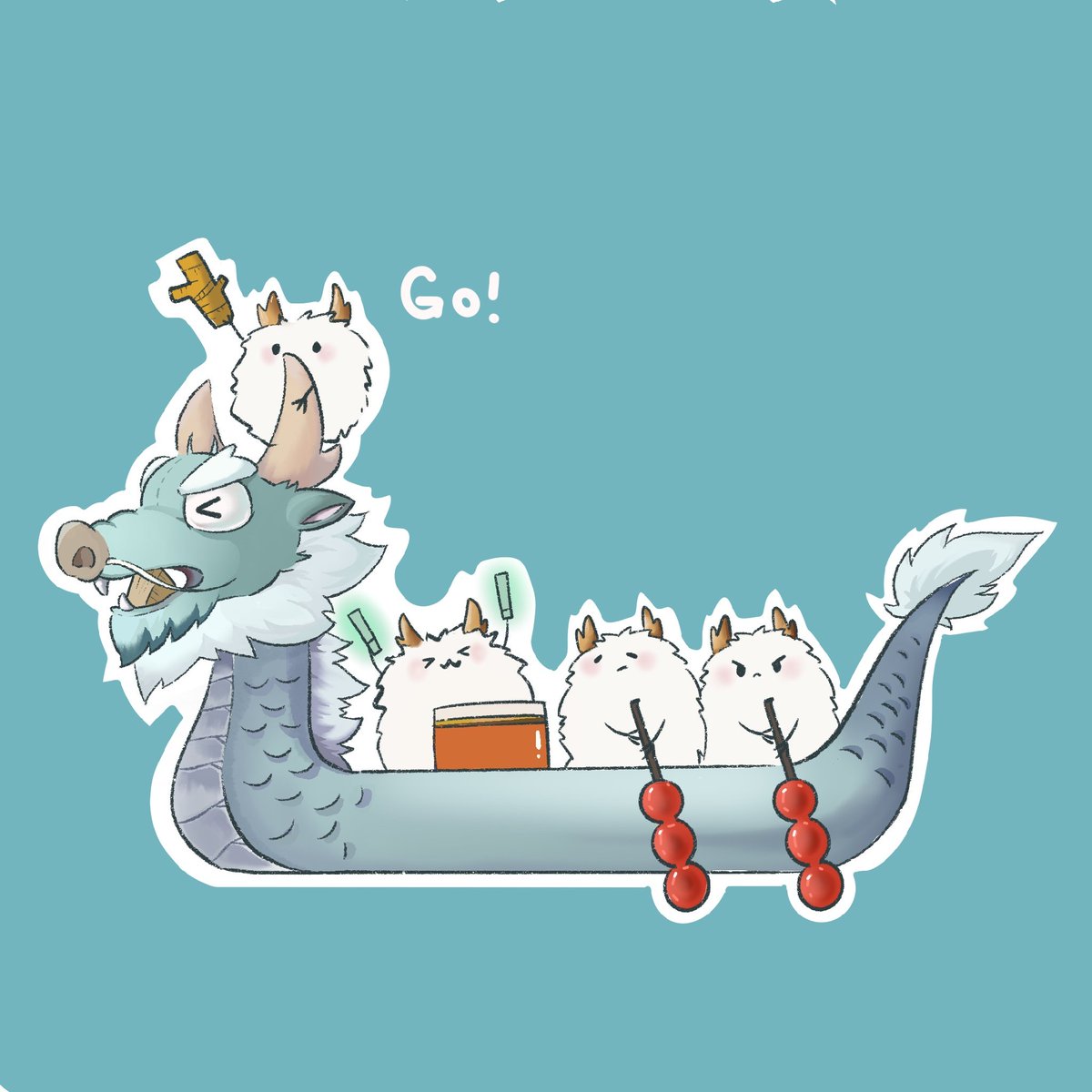 insixvi's tweet photo. 可能算是一種神明打工辛酸畫面流出
衝啊大龍（舟？）
趁大龍游回午覺的時間造次www

##FeliArtistic https://t.co/iTL5tHsEnw