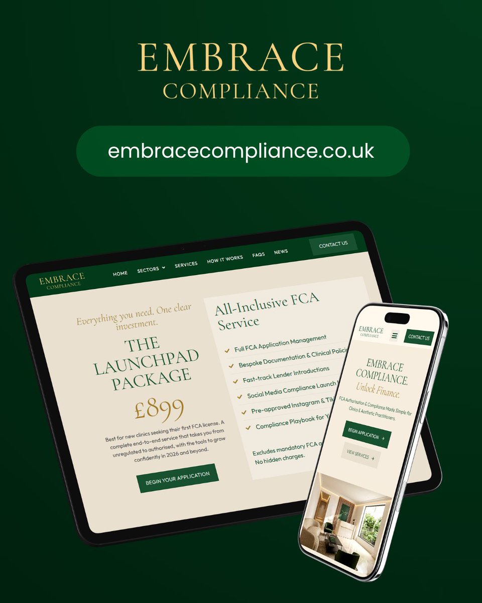 InventisUK's tweet photo. Another one live. ✅
We’ve launched the new website for Embrace Compliance. A clean, professional platform designed to showcase their FCA compliance services and launch package.

Take a look: https://t.co/WkHXuRlc5P

Website built by  https://t.co/oSYWJRaBKD https://t.co/49MQx0peLZ