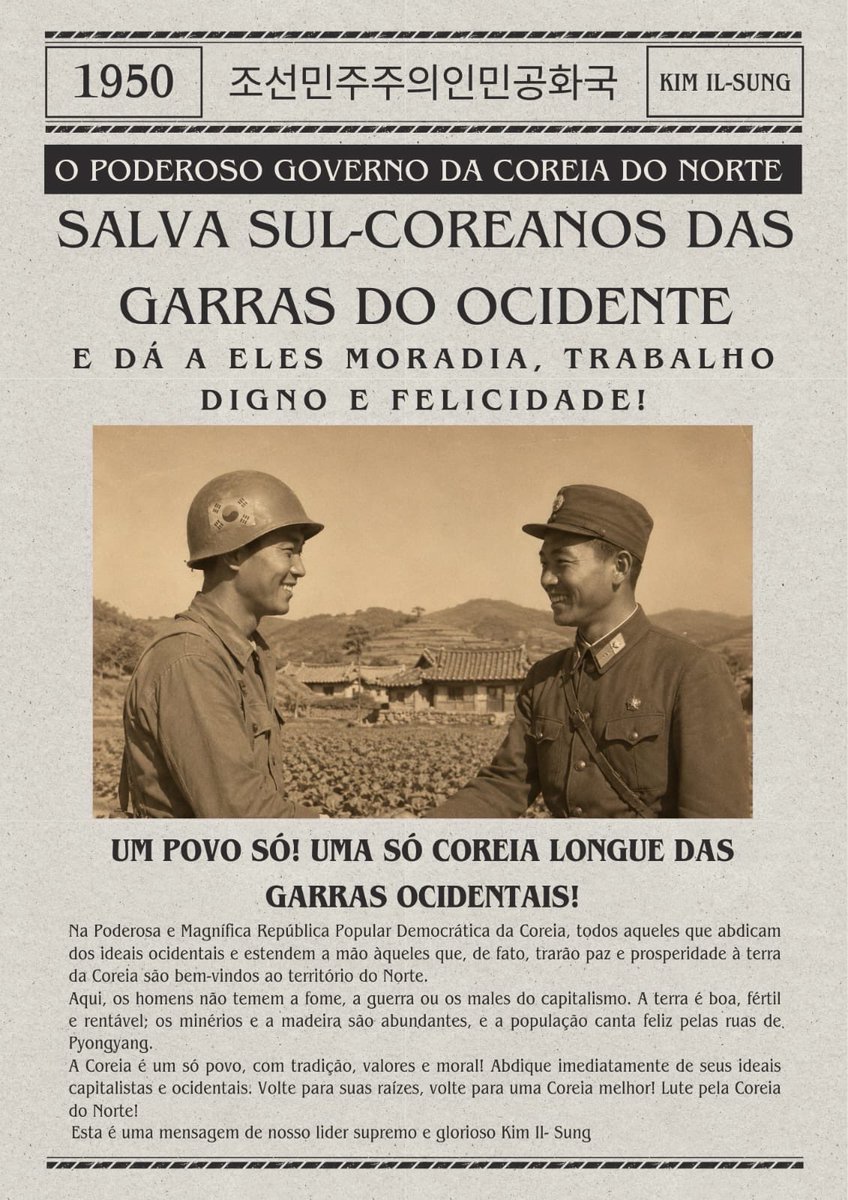 simularipucrs's tweet photo. #GGS🇰🇵⚔️: 🚨Coreano é Coreano!🚨Jornal divulgado pelo Norte, que se compromete em salvar o povo coreano do expansionismo e imperialismo do Sul! Viva a Coreia e o amor pelo próprio povo!
#RDS https://t.co/ZNARkJuJkE