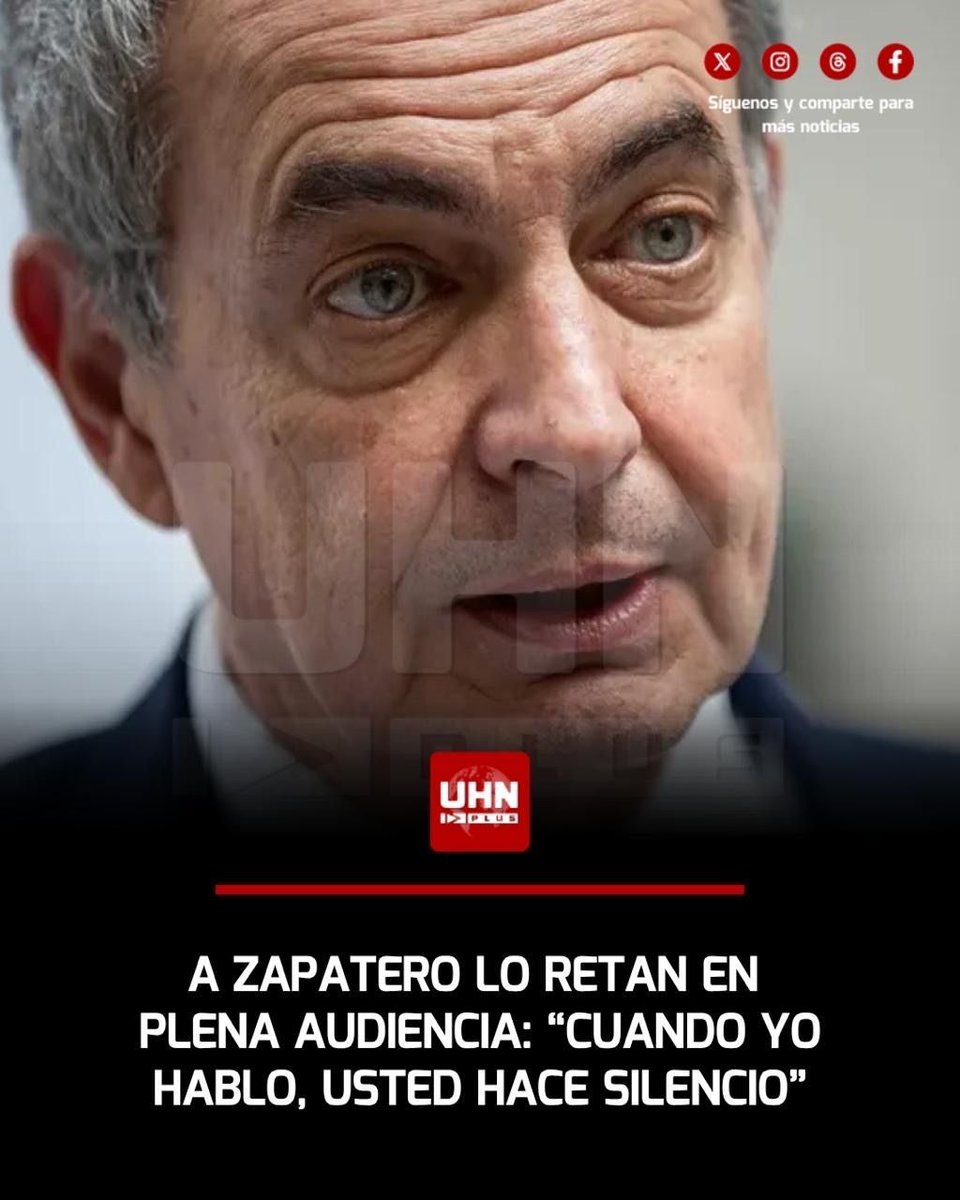 UHN_Plus's tweet photo. 🇪🇸‼️| A través de un audio revelado por OkDiario de España, se supo que José Luis Calama, juez de la causa, retó a Rodríguez Zapatero durante la audiencia: “Acostúmbrese a que cuando yo hablo tiene que guardar silencio”. https://t.co/AXQP7ejhey
