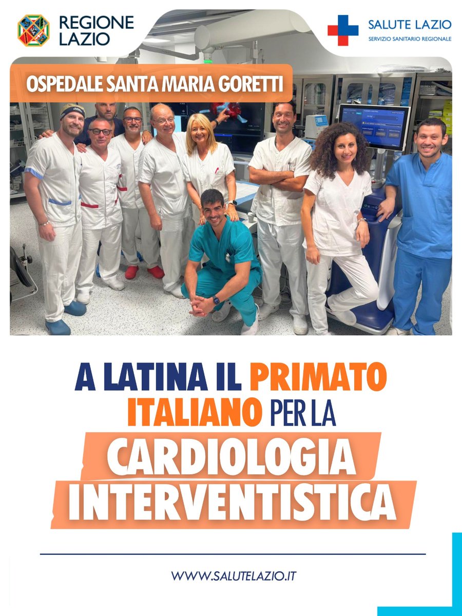 SaluteLazio's tweet photo. 🏆 Primato nazionale per la Cardiologia interventistica dell'Ospedale Santa Maria Goretti di Latina.

Un risultato di valore e un importante riconoscimento: complimenti a tutti coloro che ogni giorno contribuiscono a rendere questa eccellenza una realtà al servizio dei cittadini. https://t.co/WeM1hdoCxq