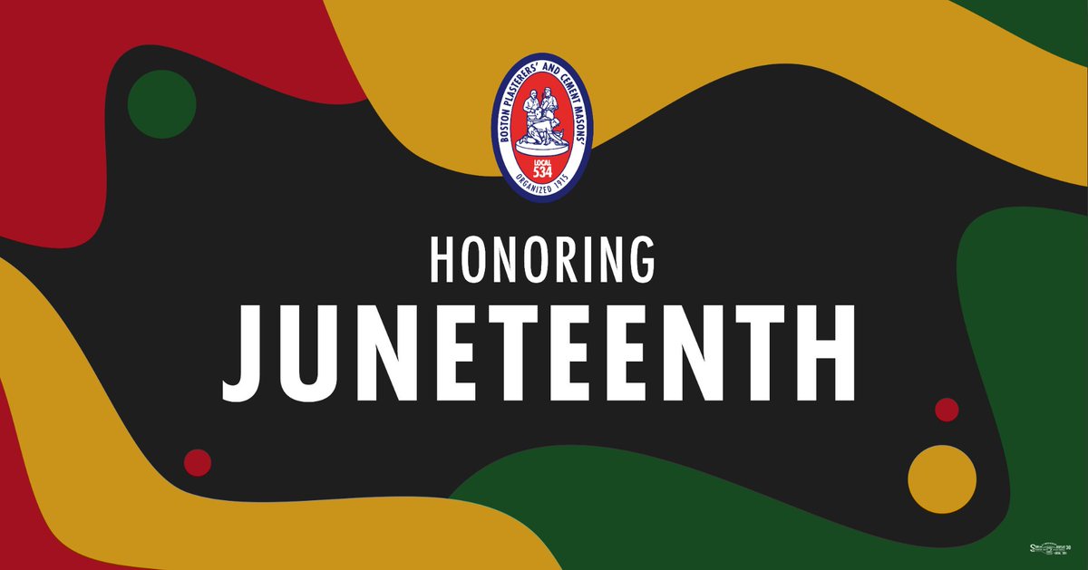bostonlocal534's tweet photo. Plasterers Local 534 honors our Black members as we proudly commemorate Juneteenth and the enduring spirit of freedom it represents. By learning from our history and supporting one another, we help build a stronger future for the generations that follow. Together we are stronger! https://t.co/e1xoL5TGPr